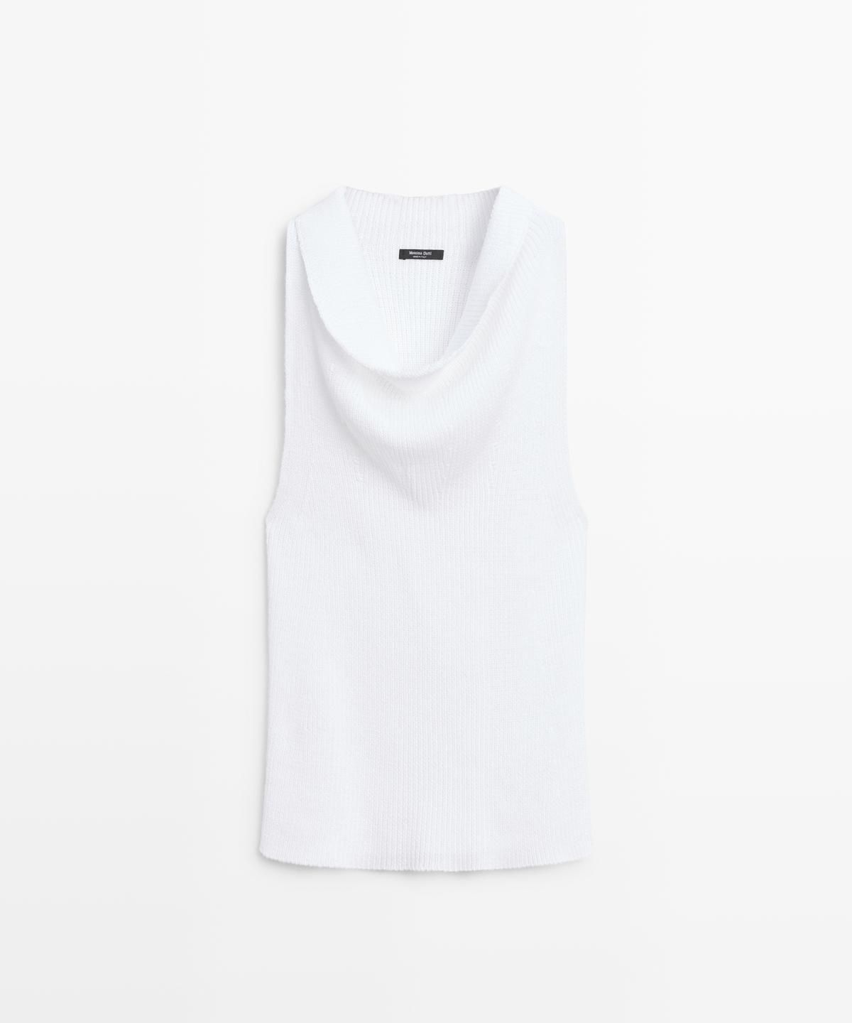 마시모두띠(MASSIMO DUTTI) 드레이프넥 코튼 탑