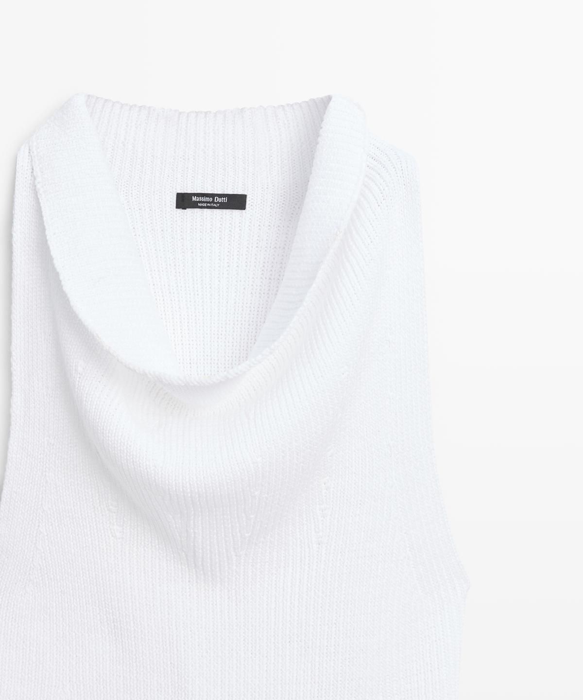 마시모두띠(MASSIMO DUTTI) 드레이프넥 코튼 탑