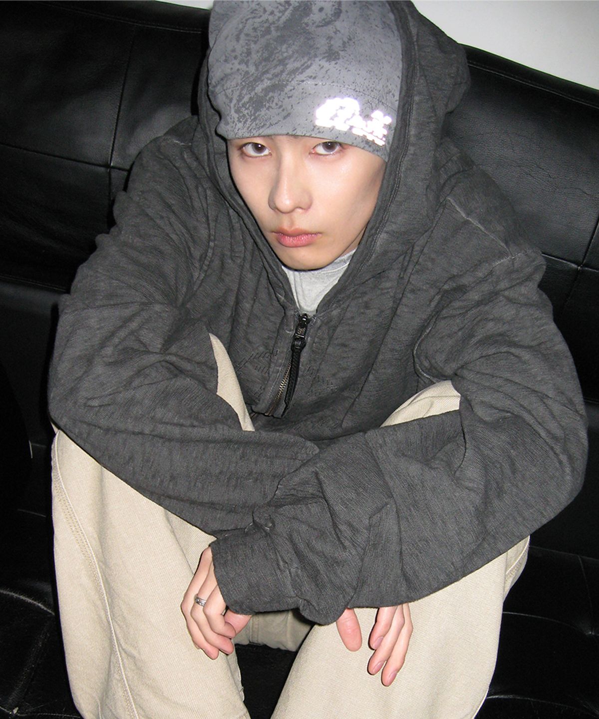 엔드릭스(EDLIX) Marble Dot Logo Reflect Cotton Beanie (Charcoal)