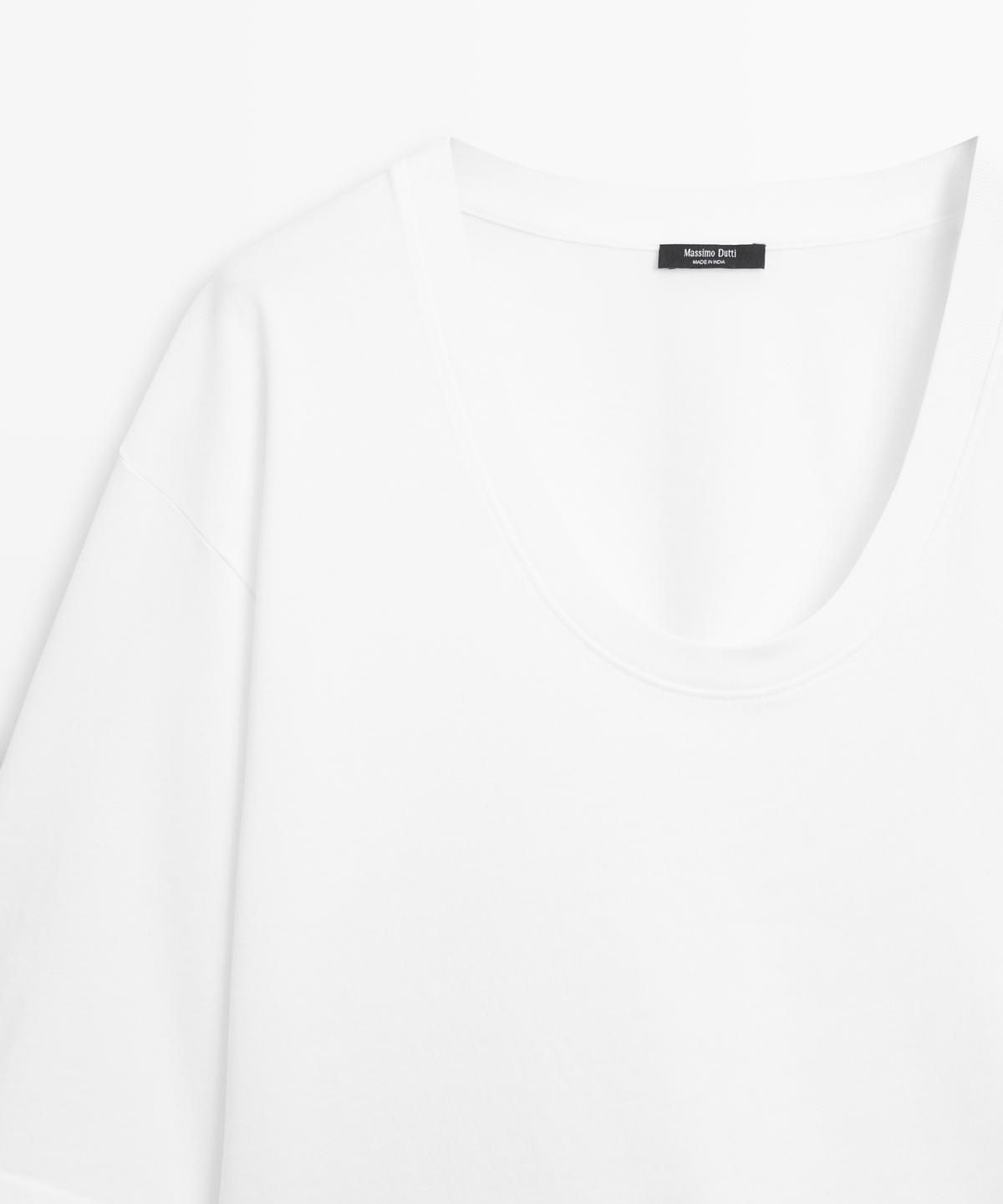 마시모두띠(MASSIMO DUTTI) 100% 코튼 라운드넥 티셔츠