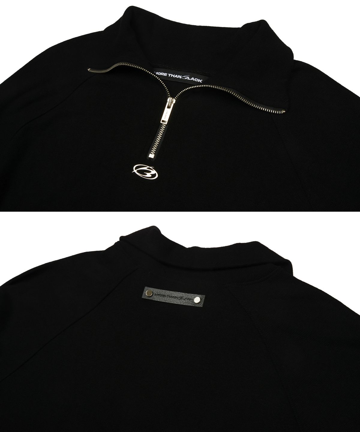모어댄블랙(MORE THAN BLACK) LOGO ZIP UP CROP KNIT