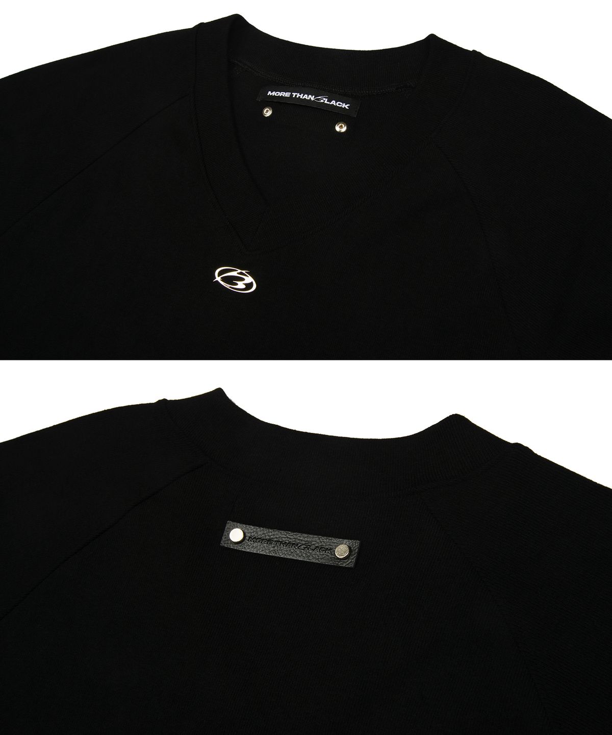 모어댄블랙(MORE THAN BLACK) LOGO V CROP KNIT