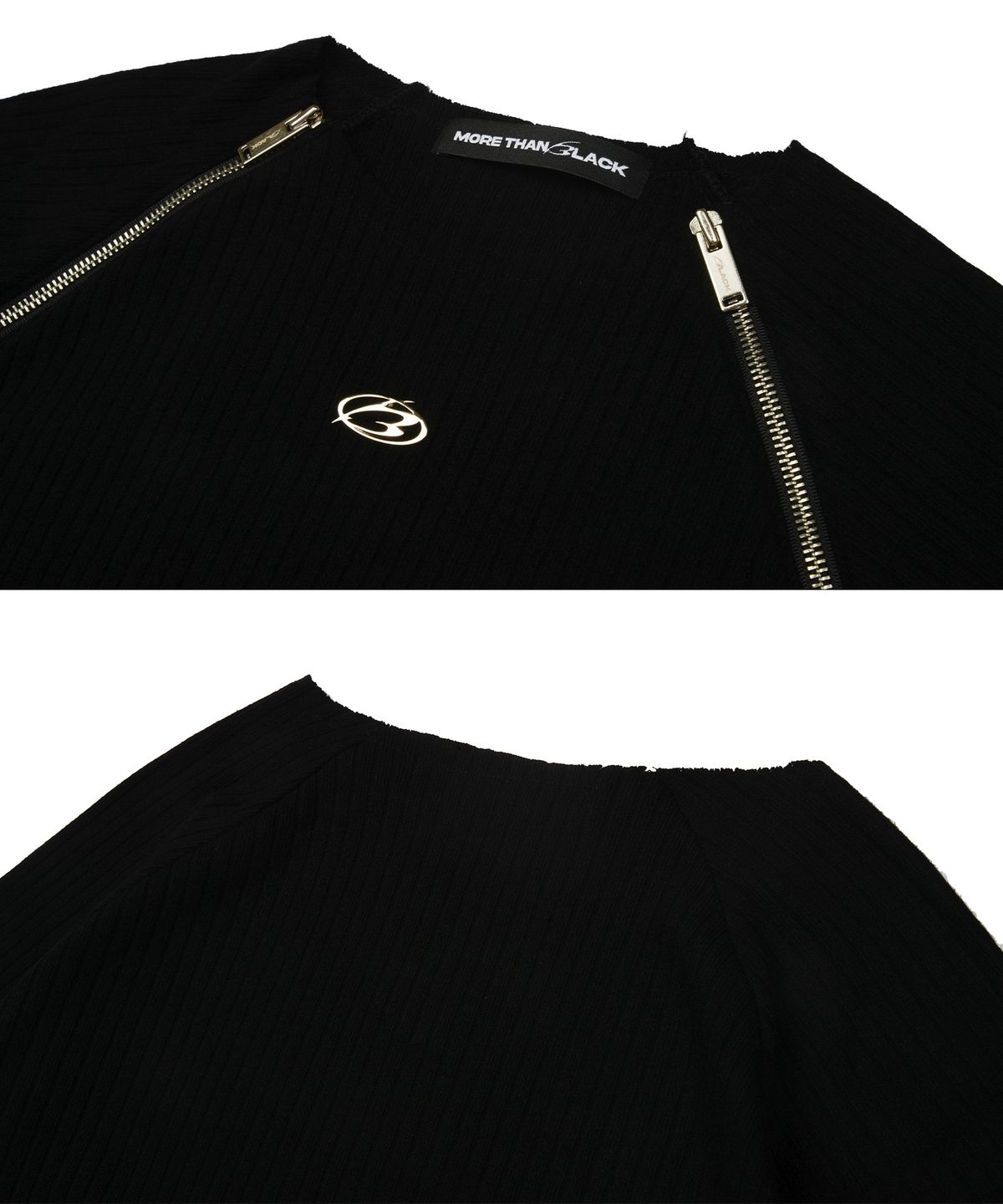 모어댄블랙(MORE THAN BLACK) LOGO TWO SIDE HALF ZIP UP KNIT