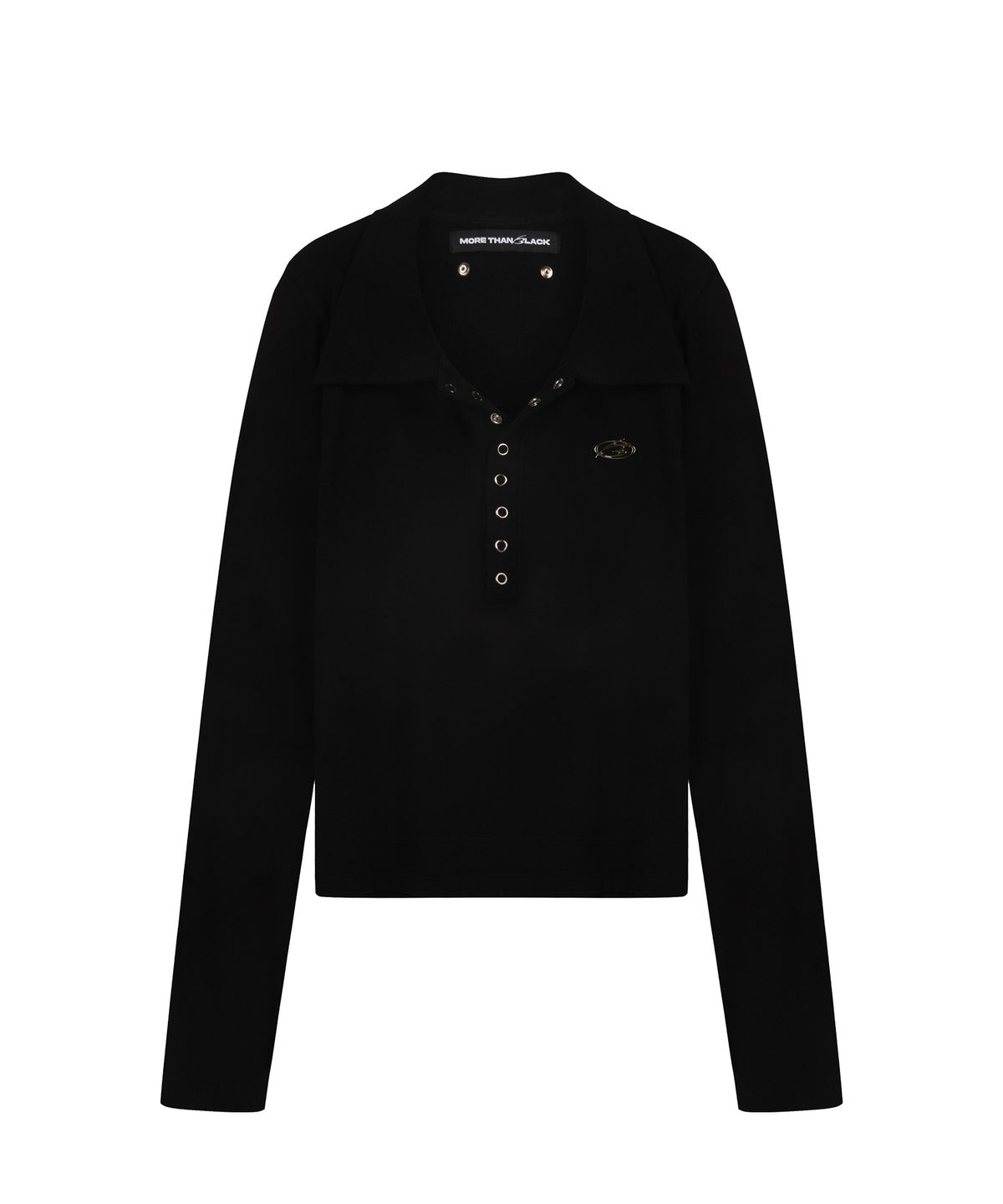 모어댄블랙(MORE THAN BLACK) LOGO SNAP COLLAR LONG SLEEVE