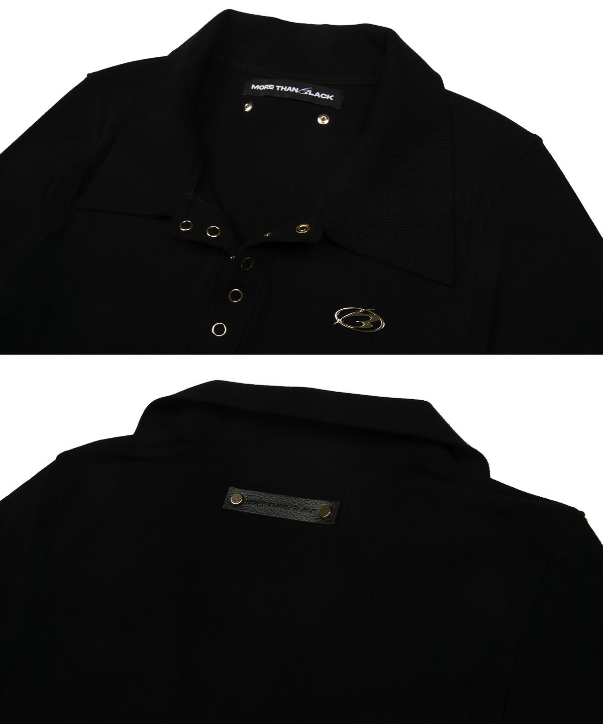 모어댄블랙(MORE THAN BLACK) LOGO SNAP COLLAR HALF SLEEVE