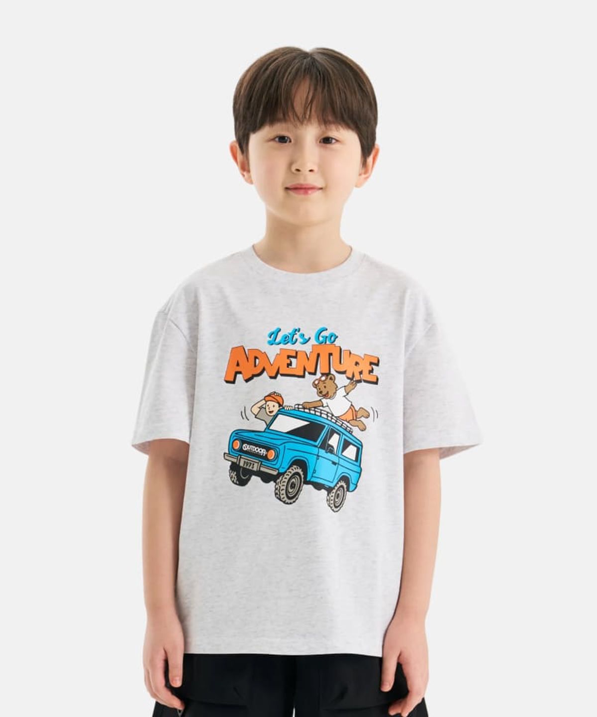아웃도어 프로덕츠 키즈(OUTDOOR PRODUCTS KIDS) 어드벤처 그래픽 반팔 티셔츠 (멜란지 화이트) OD262ISS17_MWH