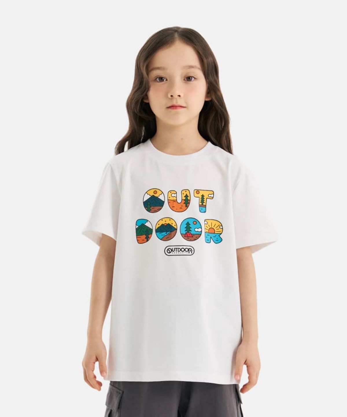 아웃도어 프로덕츠 키즈(OUTDOOR PRODUCTS KIDS) 아웃도어 그래픽 반팔 티셔츠 (오프 화이트) OD262ISS18_OWH