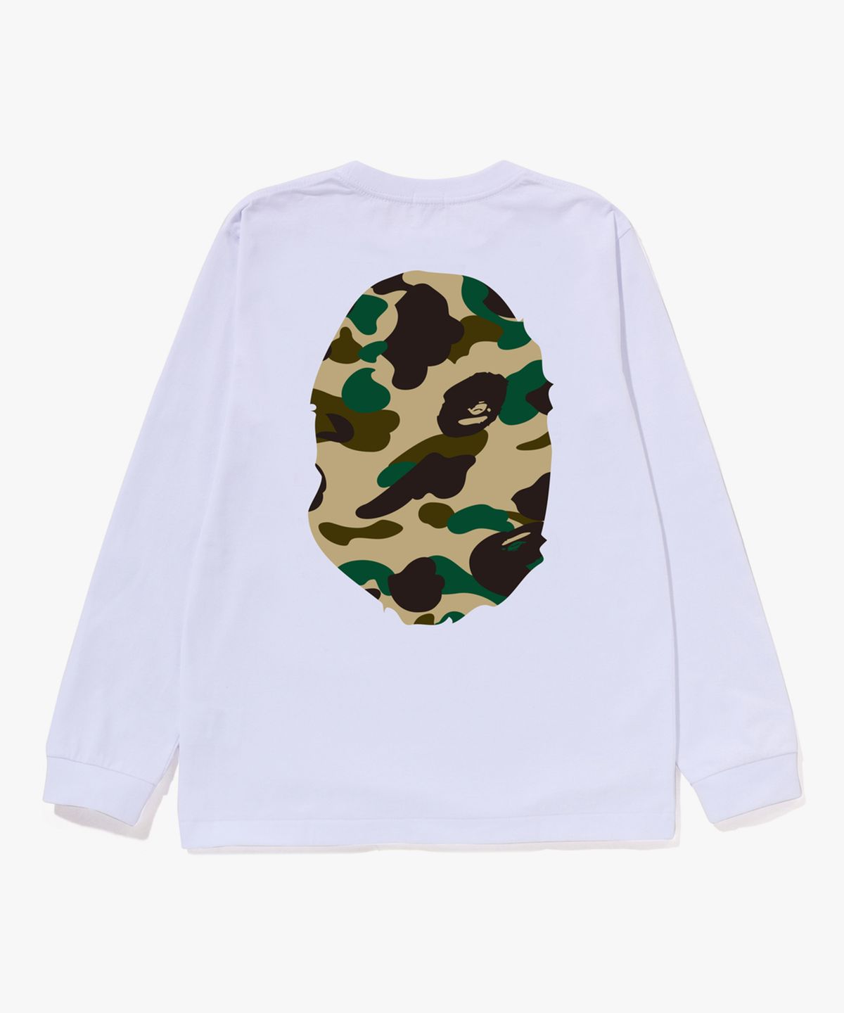 베이프 키즈(BAPE KIDS) 퍼스트 카모 빅 에이프 헤드 롱슬리브 티셔츠(JR) WHITE / YELLOW