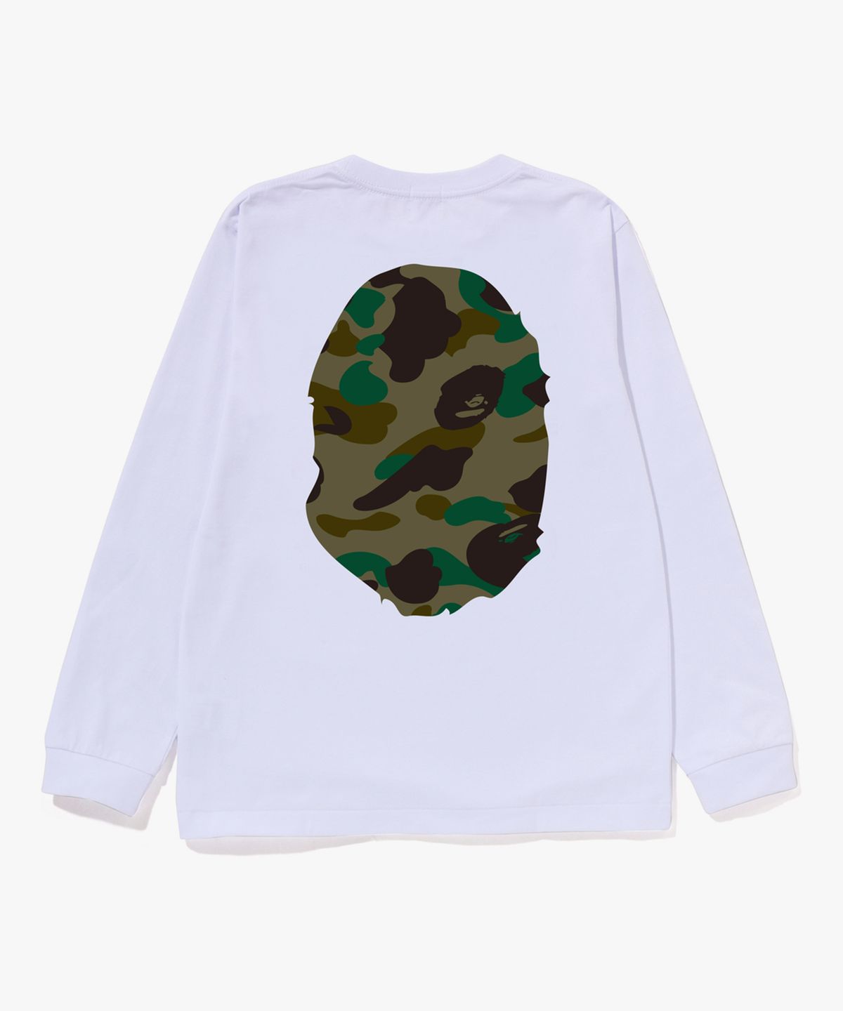 베이프 키즈(BAPE KIDS) 퍼스트 카모 빅 에이프 헤드 롱슬리브 티셔츠(JR) WHITE / GREEN