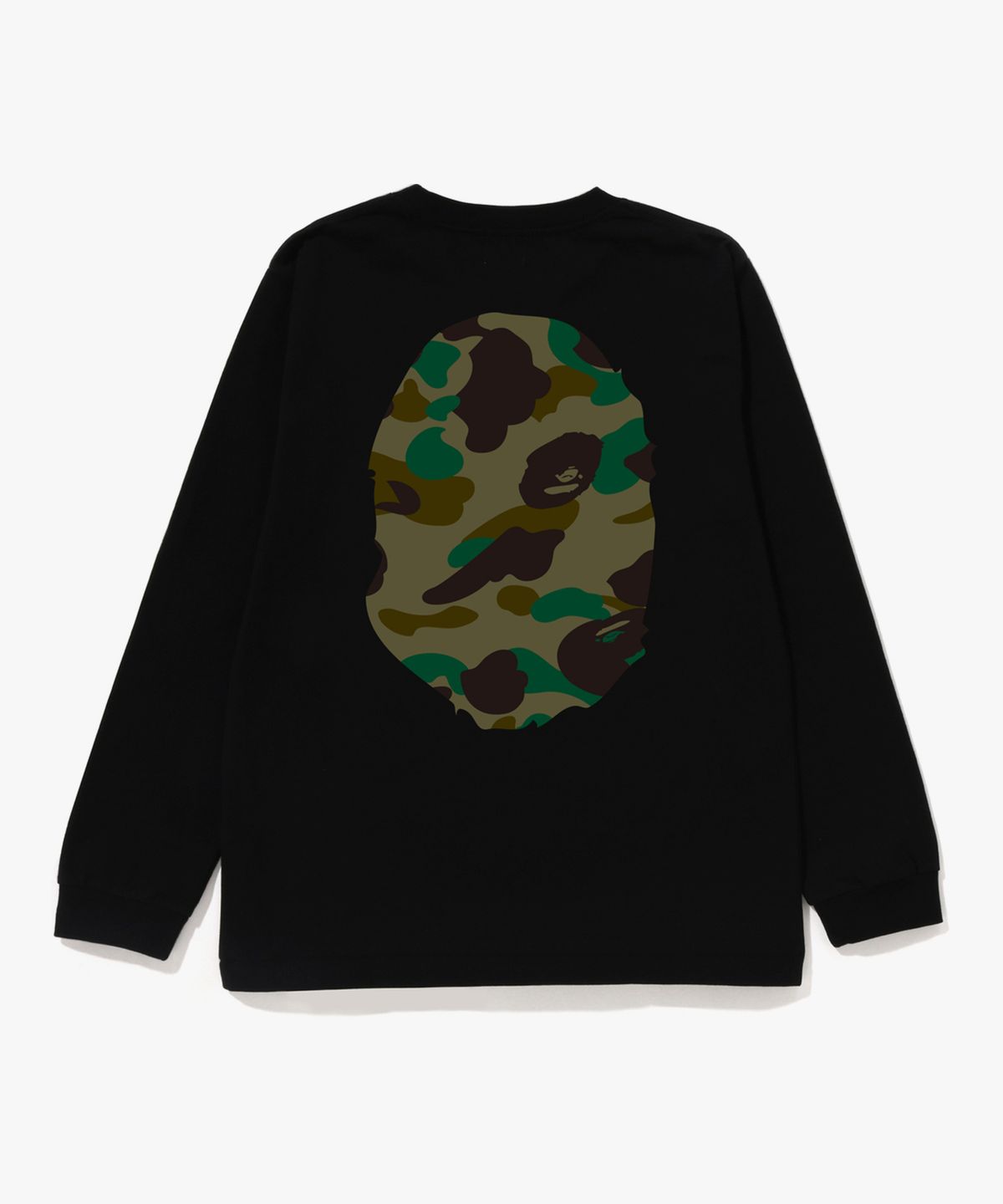 베이프 키즈(BAPE KIDS) 퍼스트 카모 빅 에이프 헤드 롱슬리브 티셔츠(JR) BLACK / GREEN