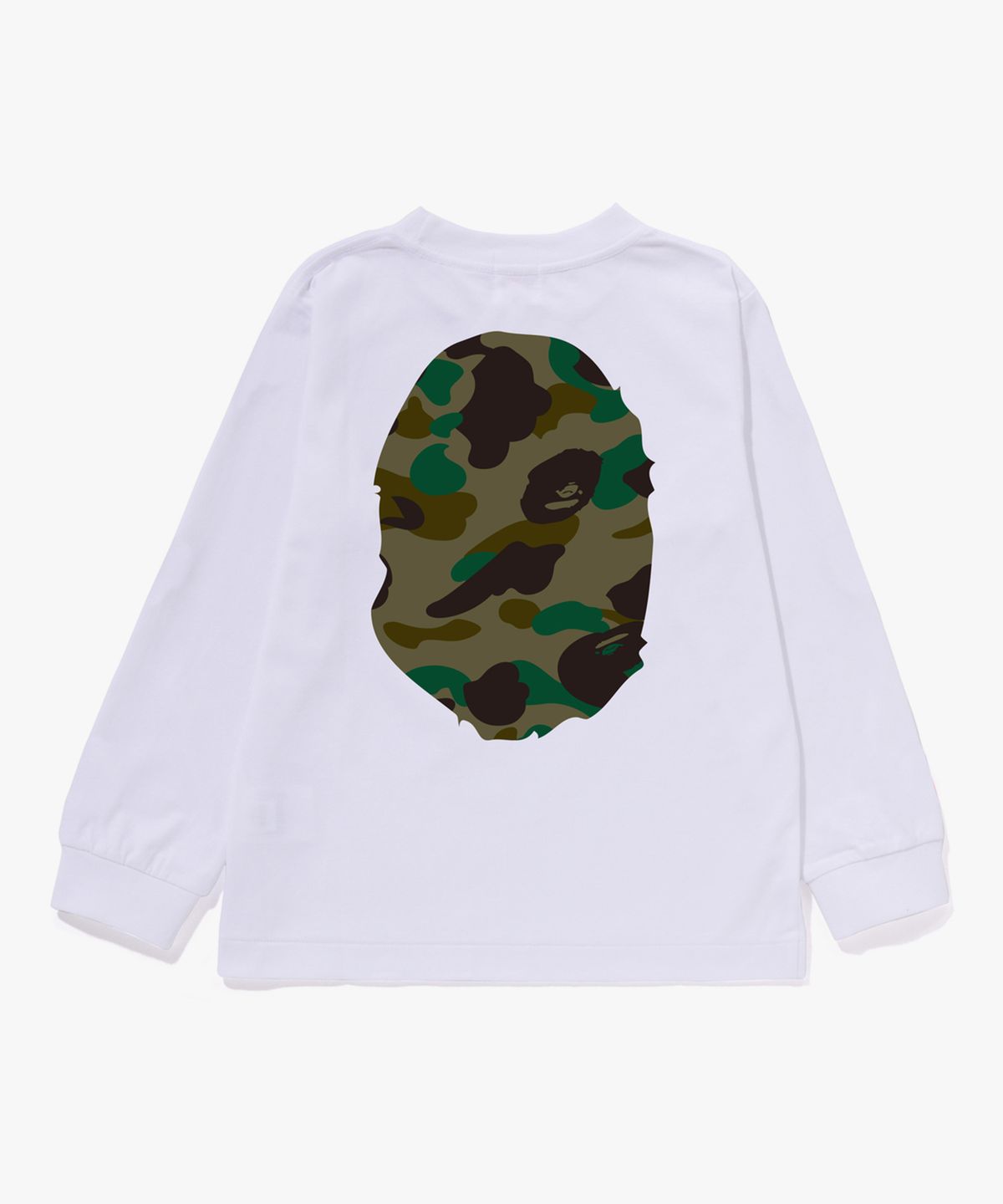 베이프 키즈(BAPE KIDS) 퍼스트 카모 빅 에이프 헤드 롱슬리브 티셔츠(KIDS) WHITE / GREEN