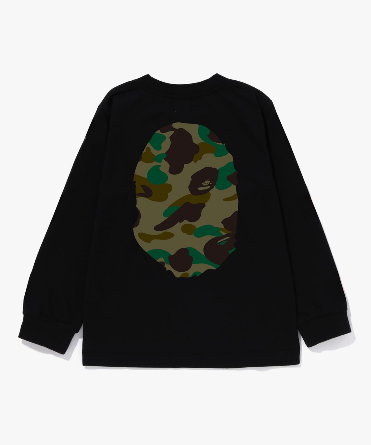 베이프 키즈(BAPE KIDS) 퍼스트 카모 빅 에이프 헤드 롱슬리브 티셔츠(KIDS) BLACK / GREEN