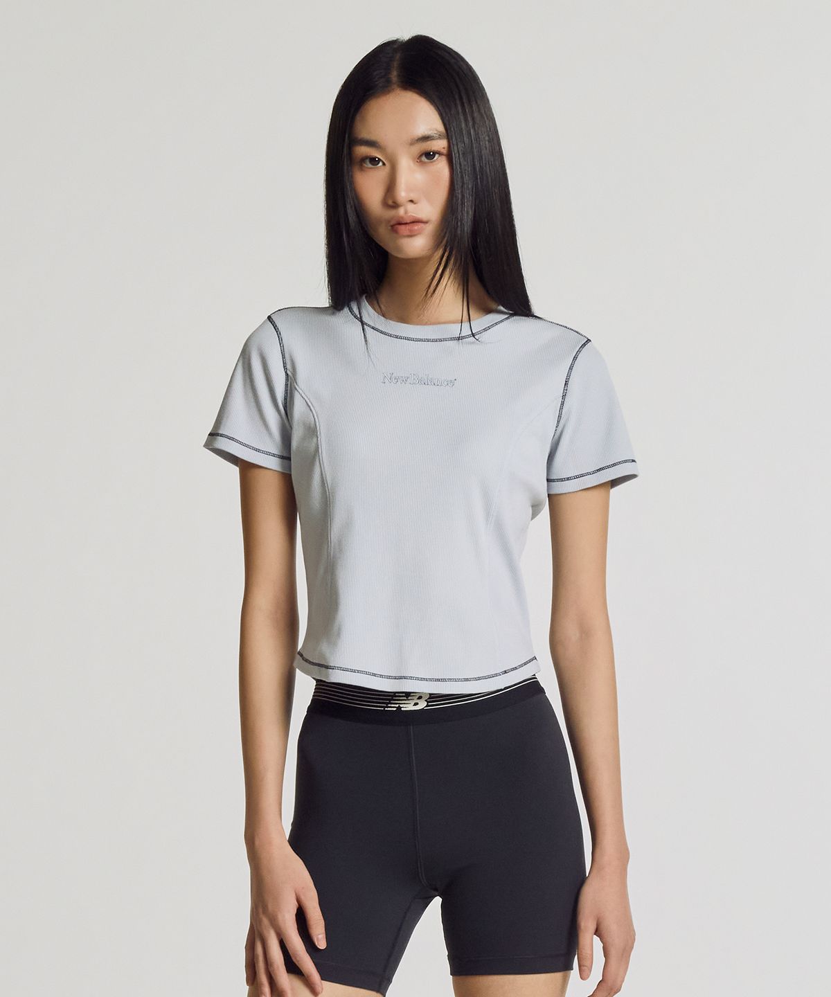 뉴발란스(NEW BALANCE) NBNEG3W652 / WOMEN 에센셜 골지 반팔티 (LIGHT BLUE)