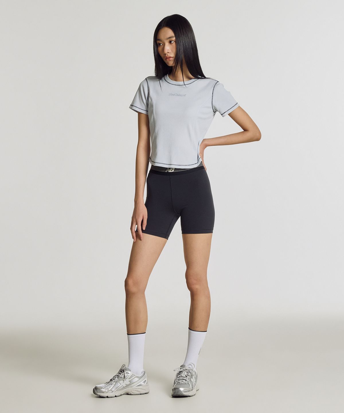 뉴발란스(NEW BALANCE) NBNEG3W652 / WOMEN 에센셜 골지 반팔티 (LIGHT BLUE)