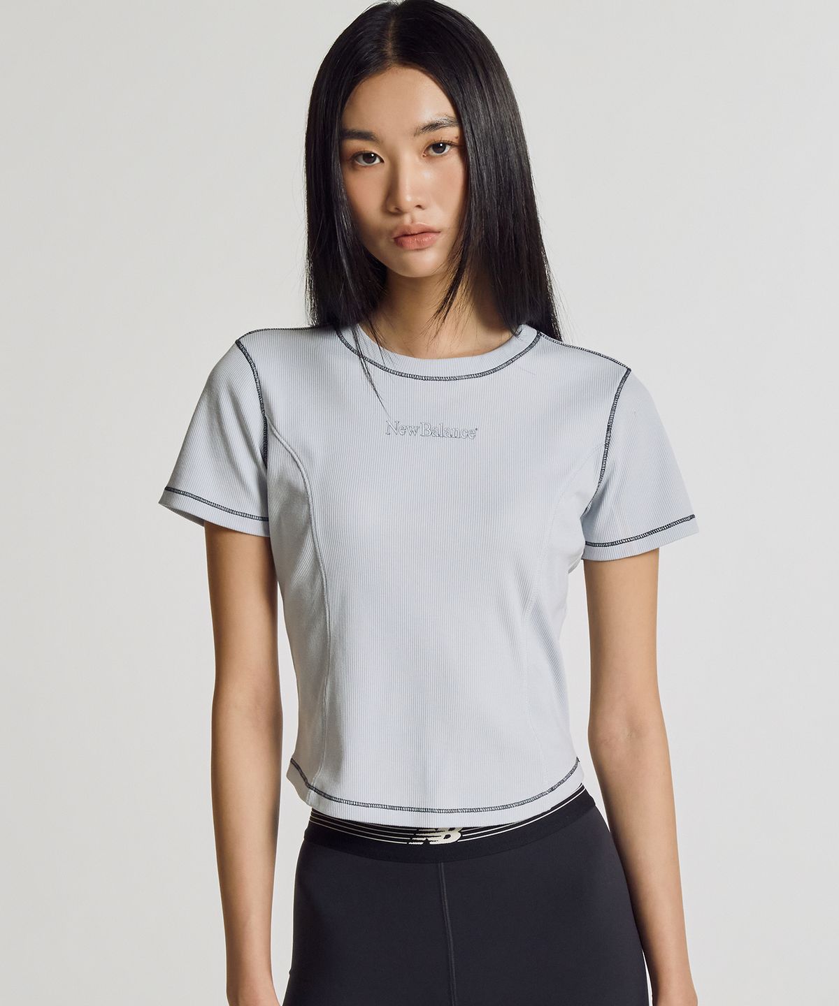 뉴발란스(NEW BALANCE) NBNEG3W652 / WOMEN 에센셜 골지 반팔티 (LIGHT BLUE)
