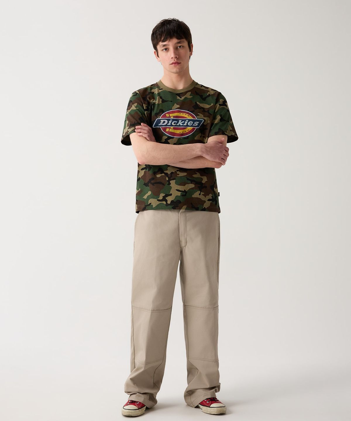 디키즈(DICKIES) 더블니 85283 루즈핏 워크팬츠 Khaki Gray