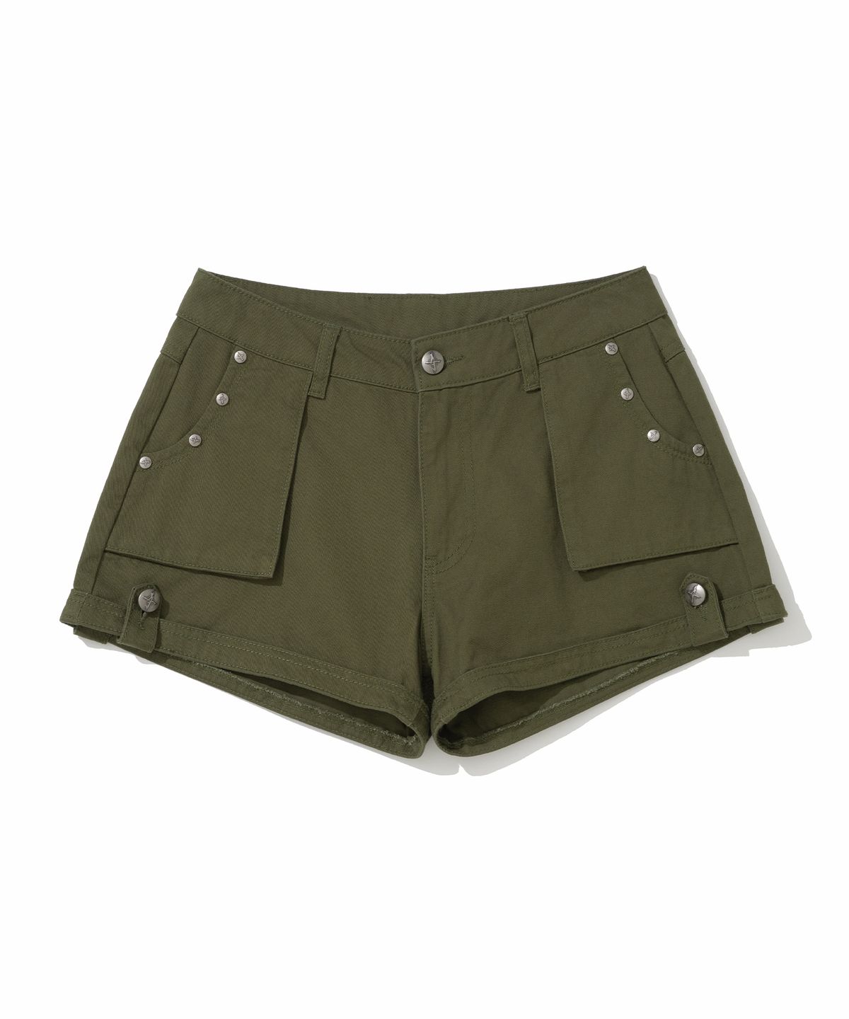낫포너드(NOT4NERD) W Stud Pocket Micro Shorts - Khaki