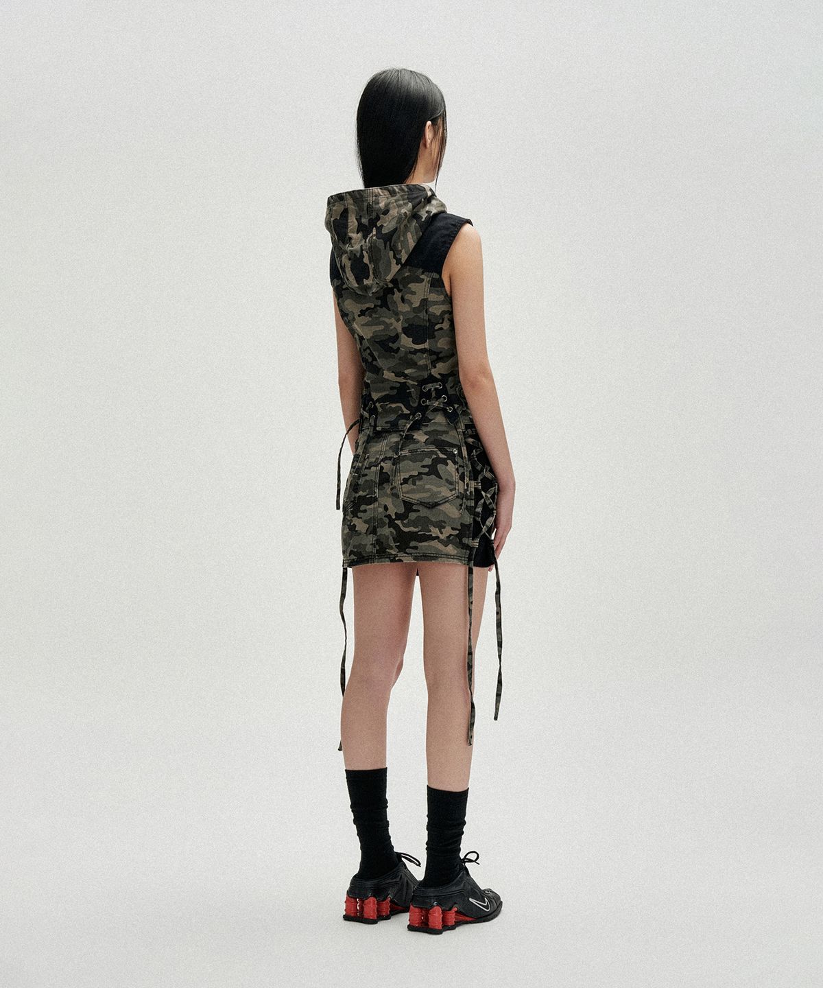 낫포너드(NOT4NERD) W Laced Side Panel Mini Skirt - Black