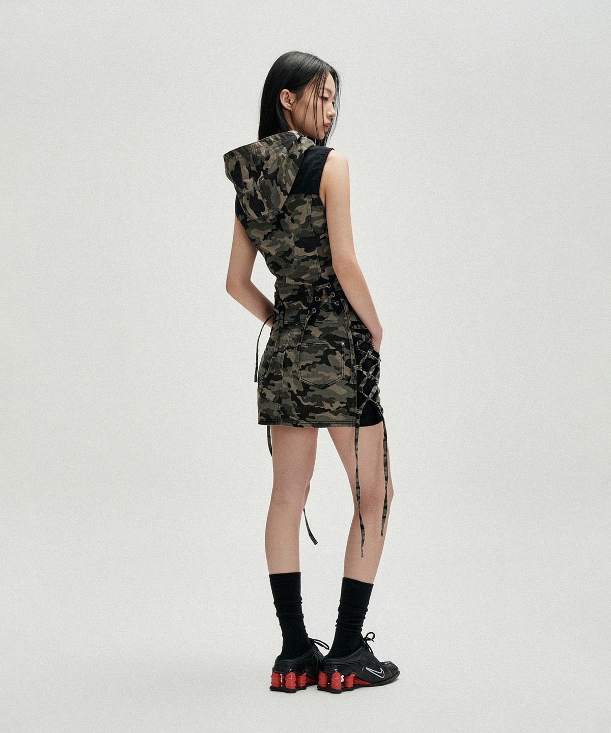 낫포너드(NOT4NERD) W Laced Side Panel Mini Skirt - Black