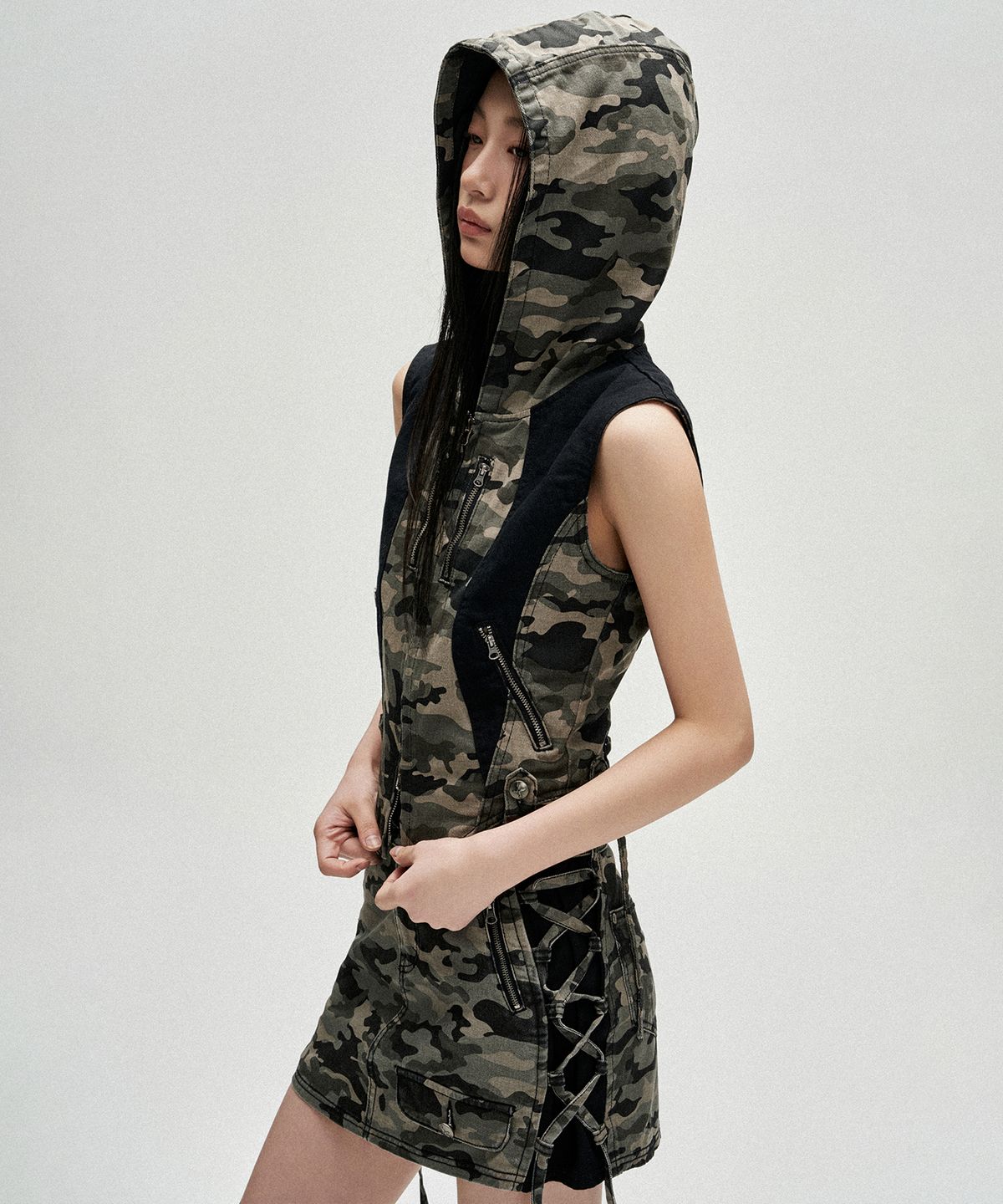 낫포너드(NOT4NERD) W Laced Side Panel Mini Skirt - Black