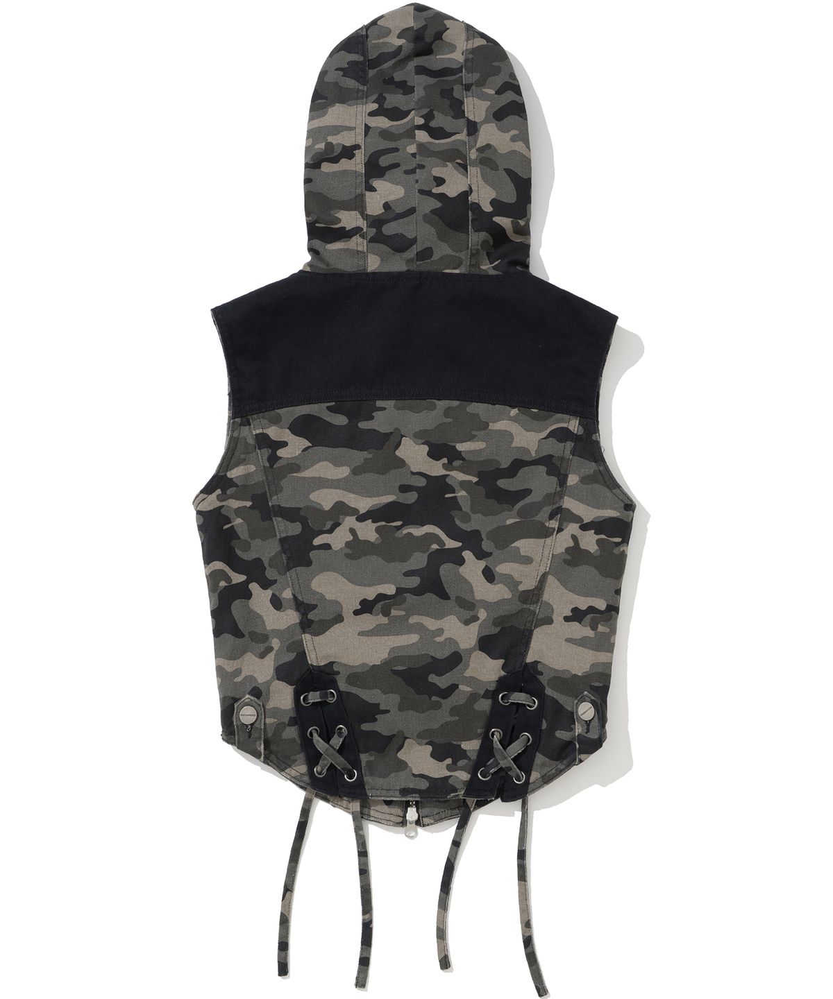 낫포너드(NOT4NERD) W Camo Panel Hood Vest - Black