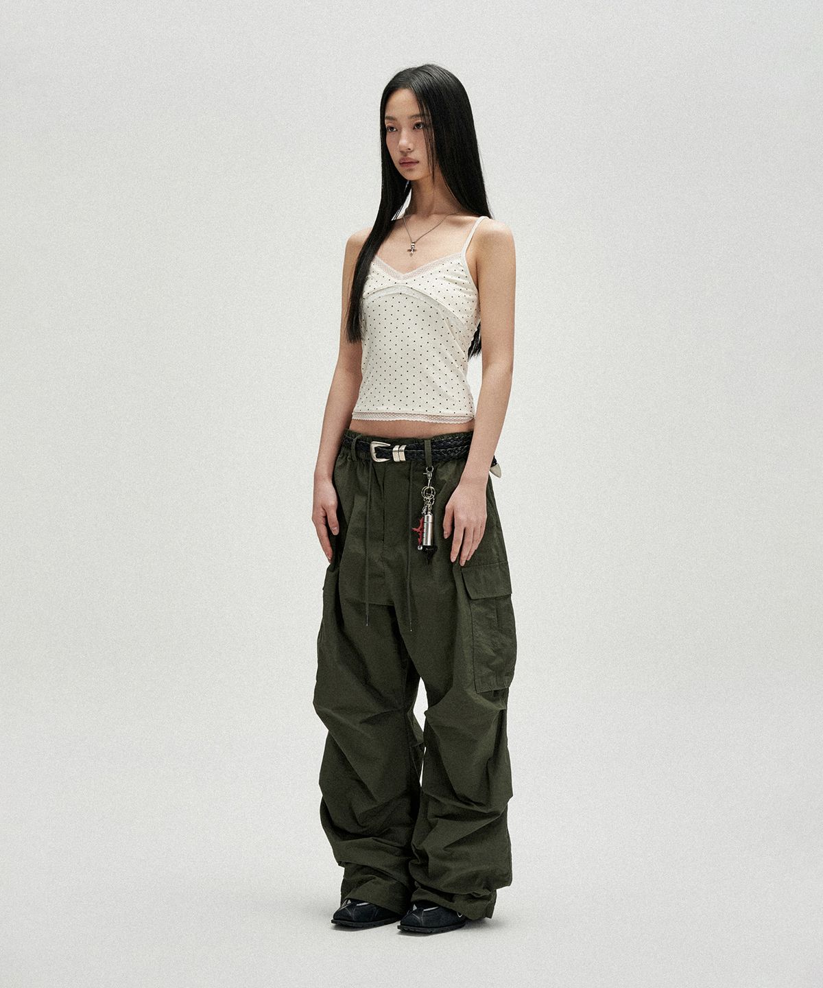 낫포너드(NOT4NERD) W Polka Dot Lace Trim Sleeveless - White