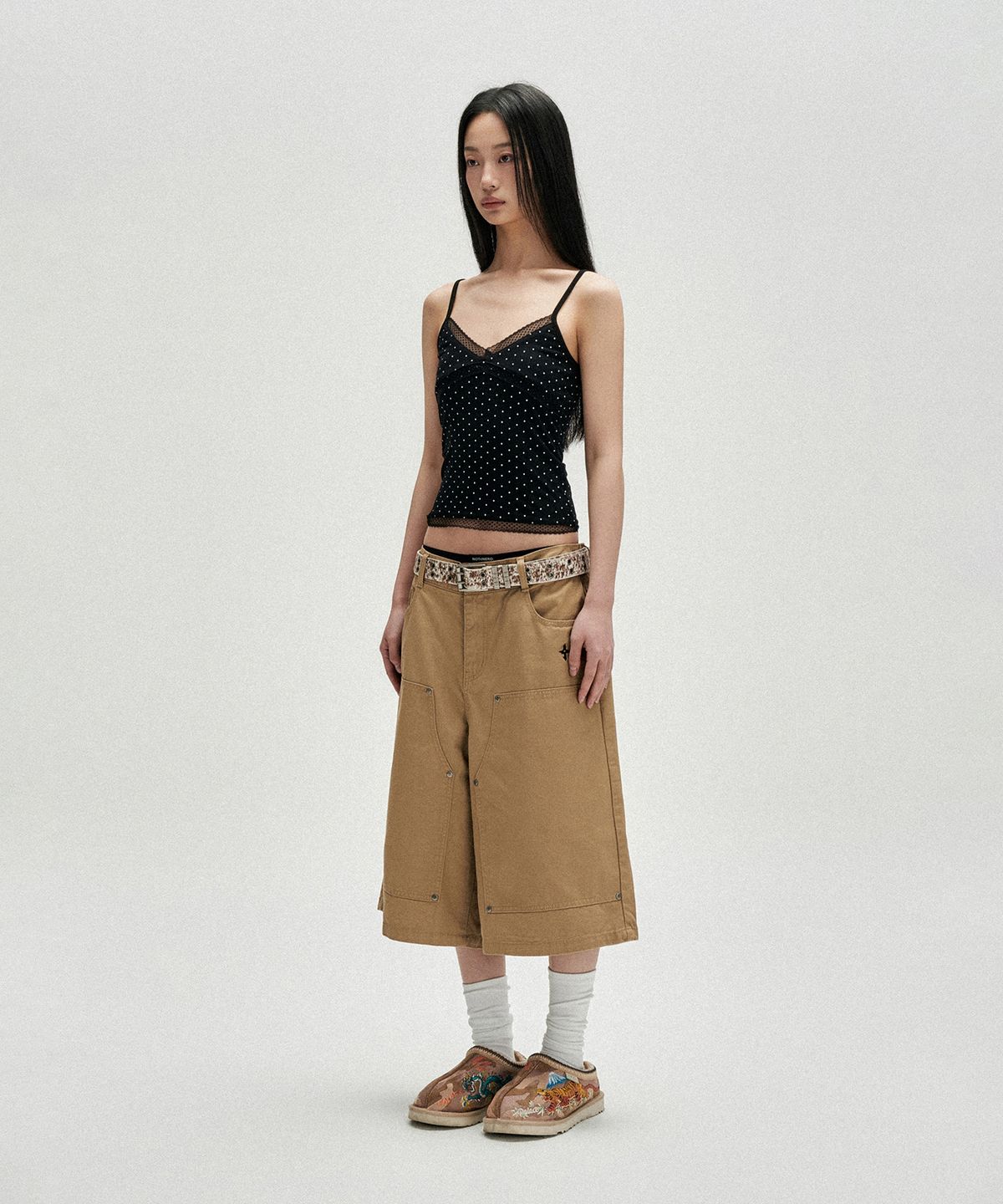 낫포너드(NOT4NERD) W Polka Dot Lace Trim Sleeveless - Black