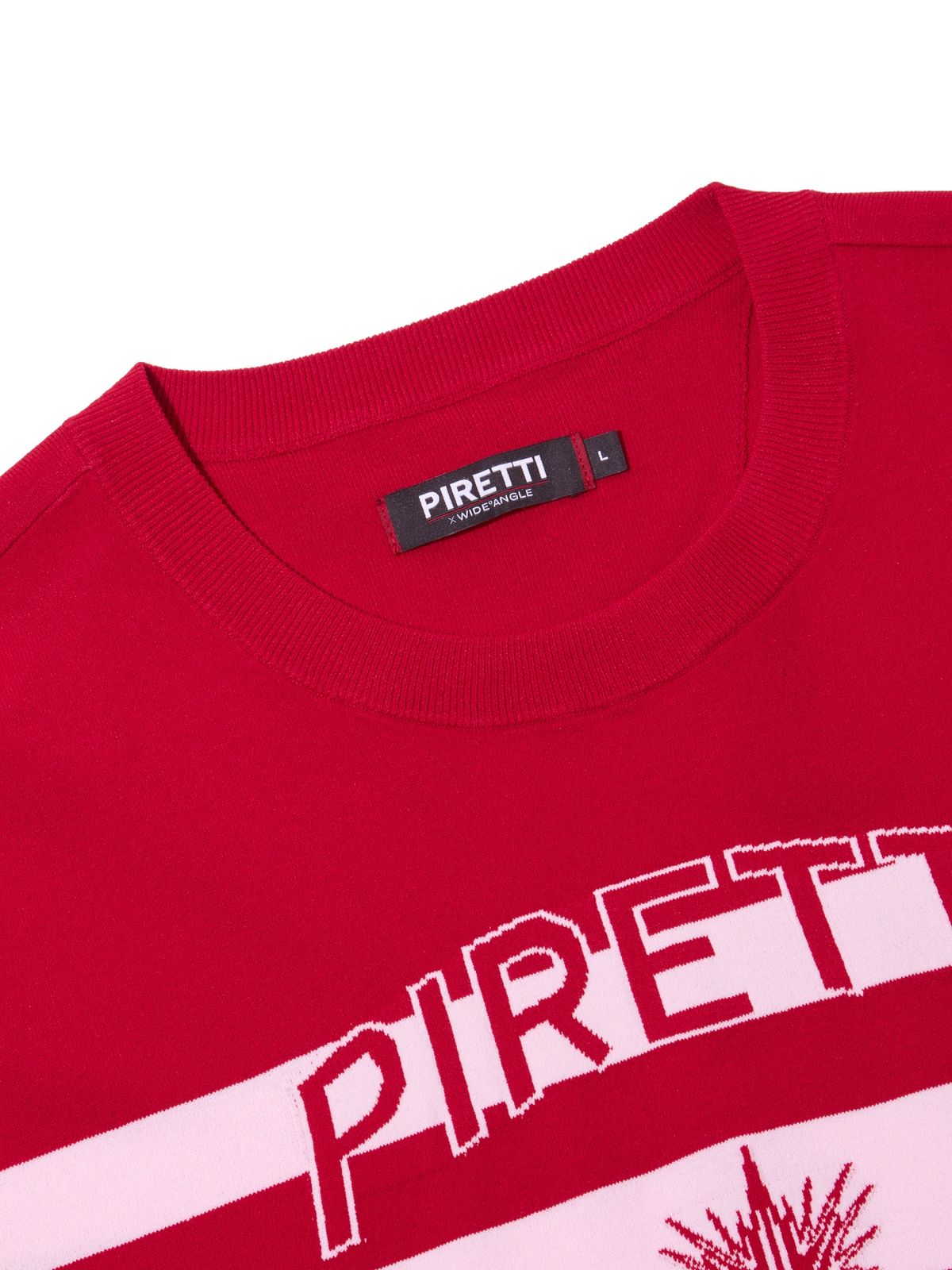 피레티(PIRETTI) 눈꽃 보더라인 라운드 스웨터 M_Crimson