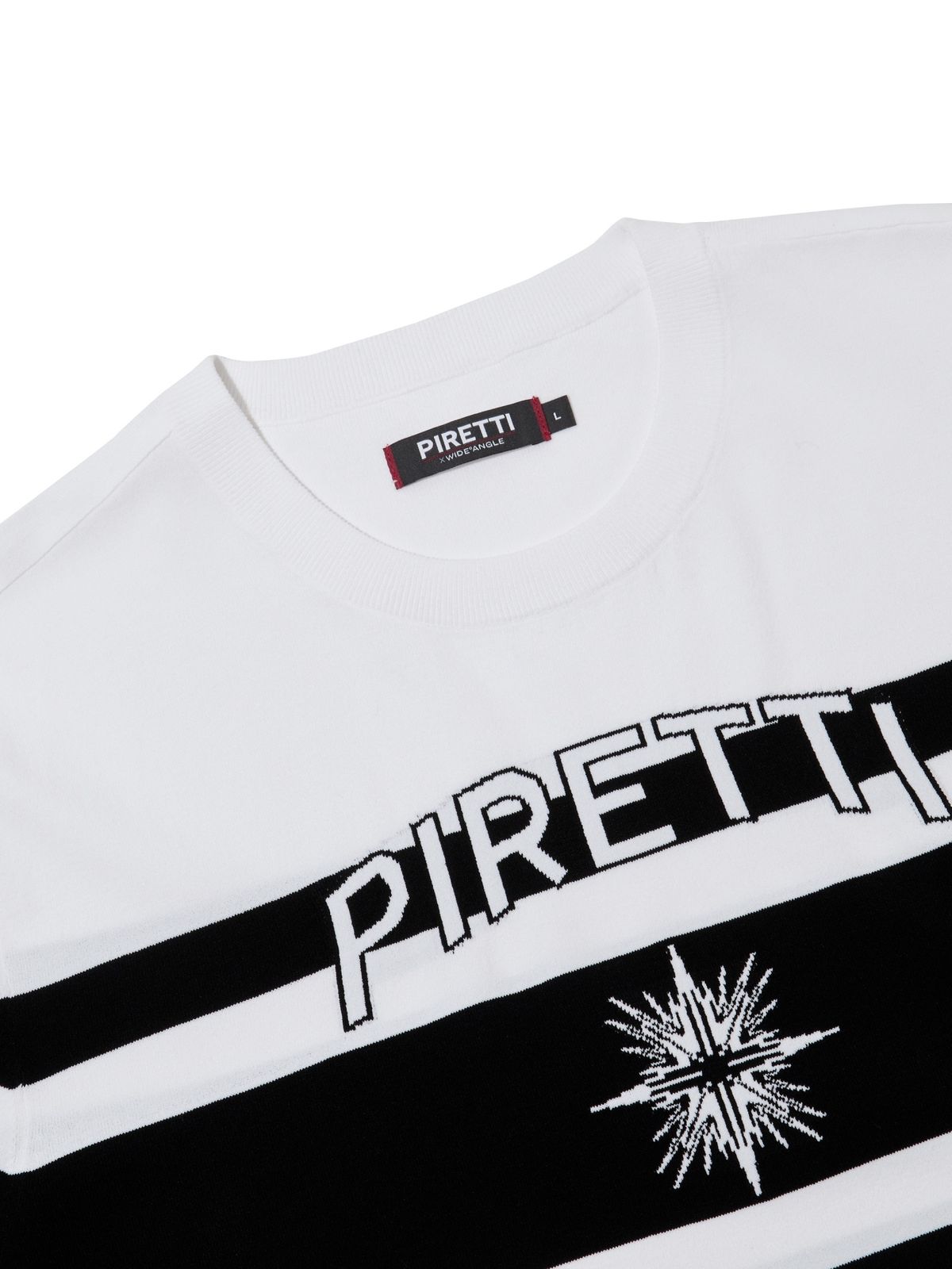 피레티(PIRETTI) 눈꽃 보더라인 라운드 스웨터 M_White