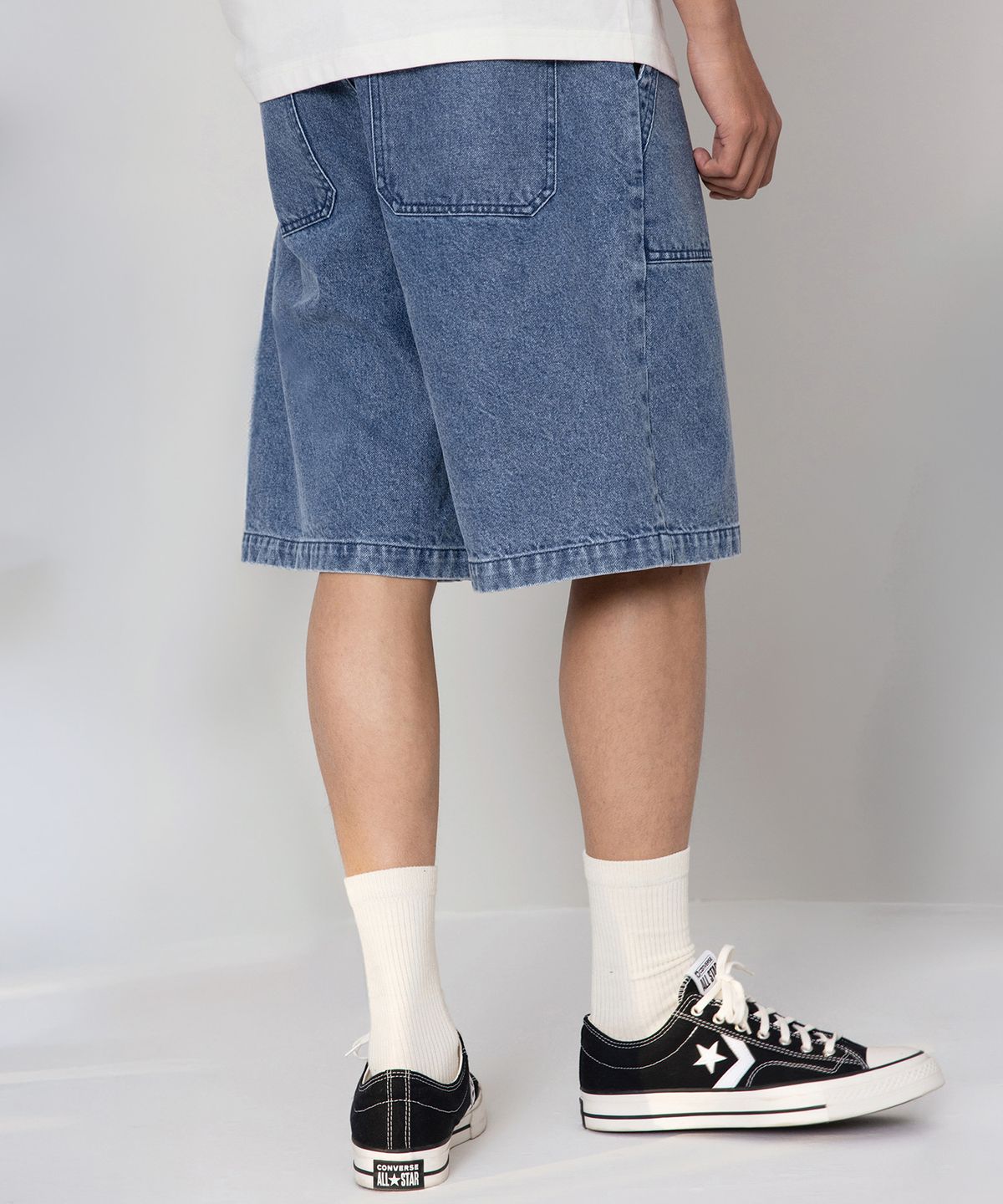 컨버스(CONVERSE) 데님 쇼츠 블루 데님 MCJ761-UHA