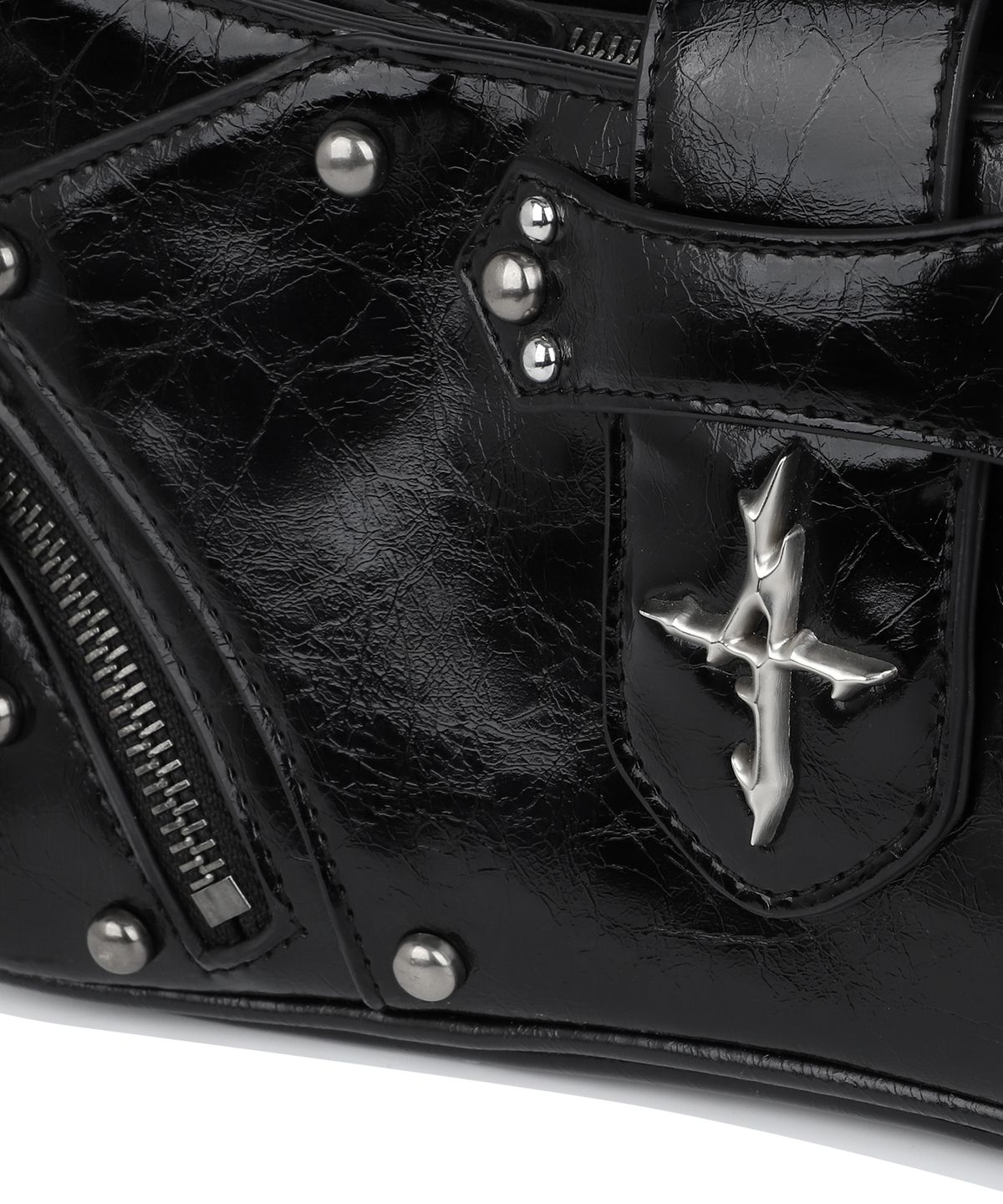 낫포너드(NOT4NERD) Glossy Stud Shoulder Bag - Black