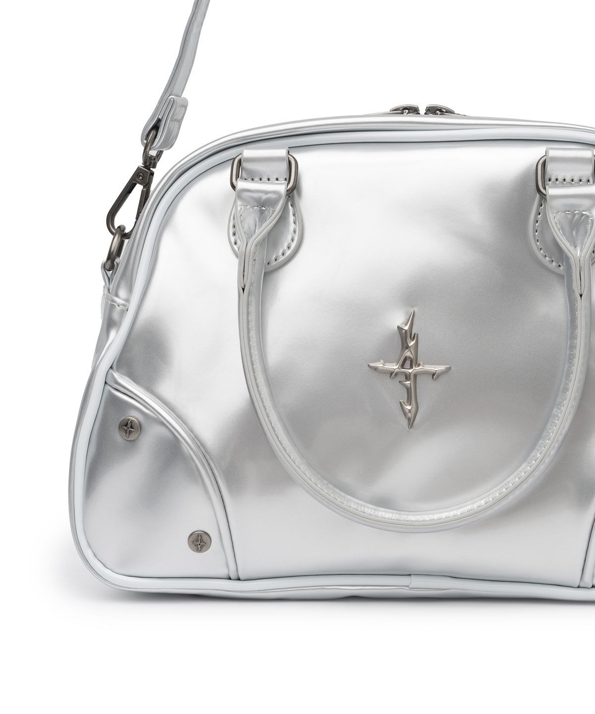 낫포너드(NOT4NERD) 4 Symbol Stud Enamel Bowling Bag - Silver
