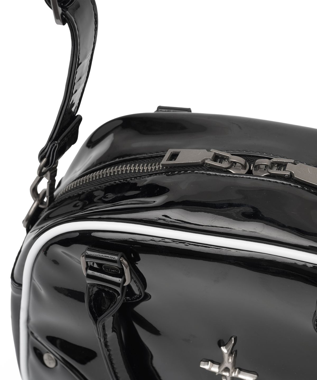 낫포너드(NOT4NERD) 4 Symbol Stud Enamel Bowling Bag - Black