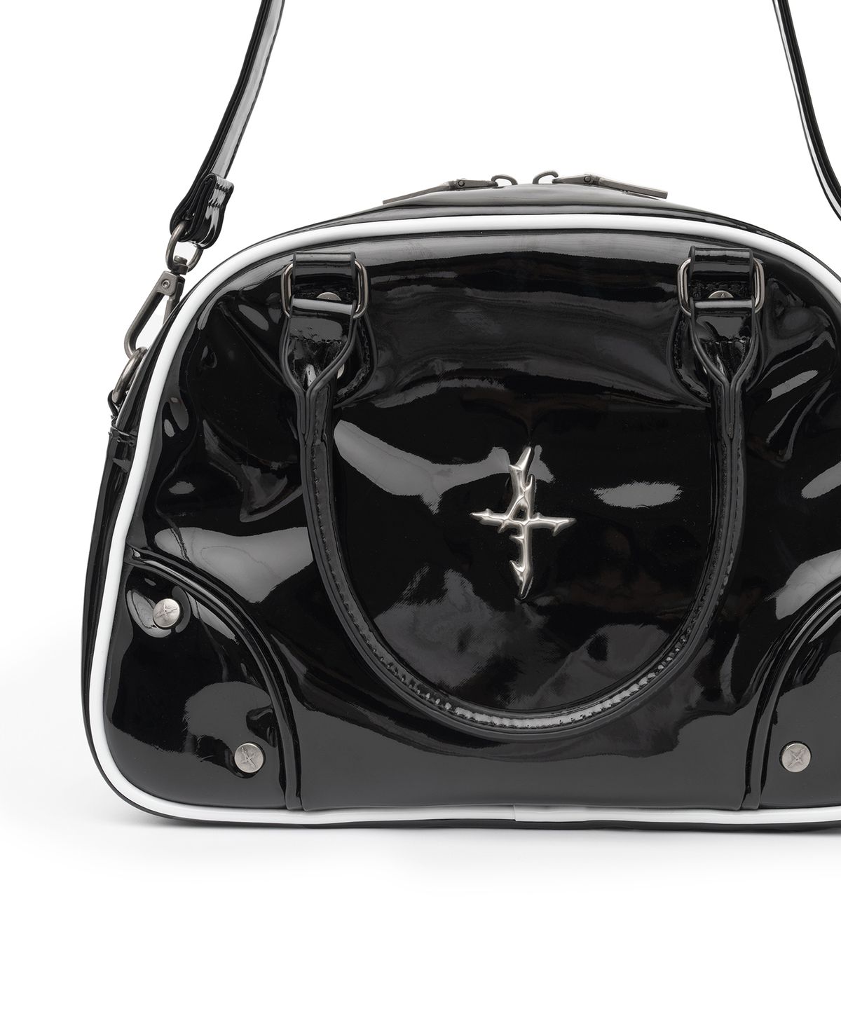 낫포너드(NOT4NERD) 4 Symbol Stud Enamel Bowling Bag - Black