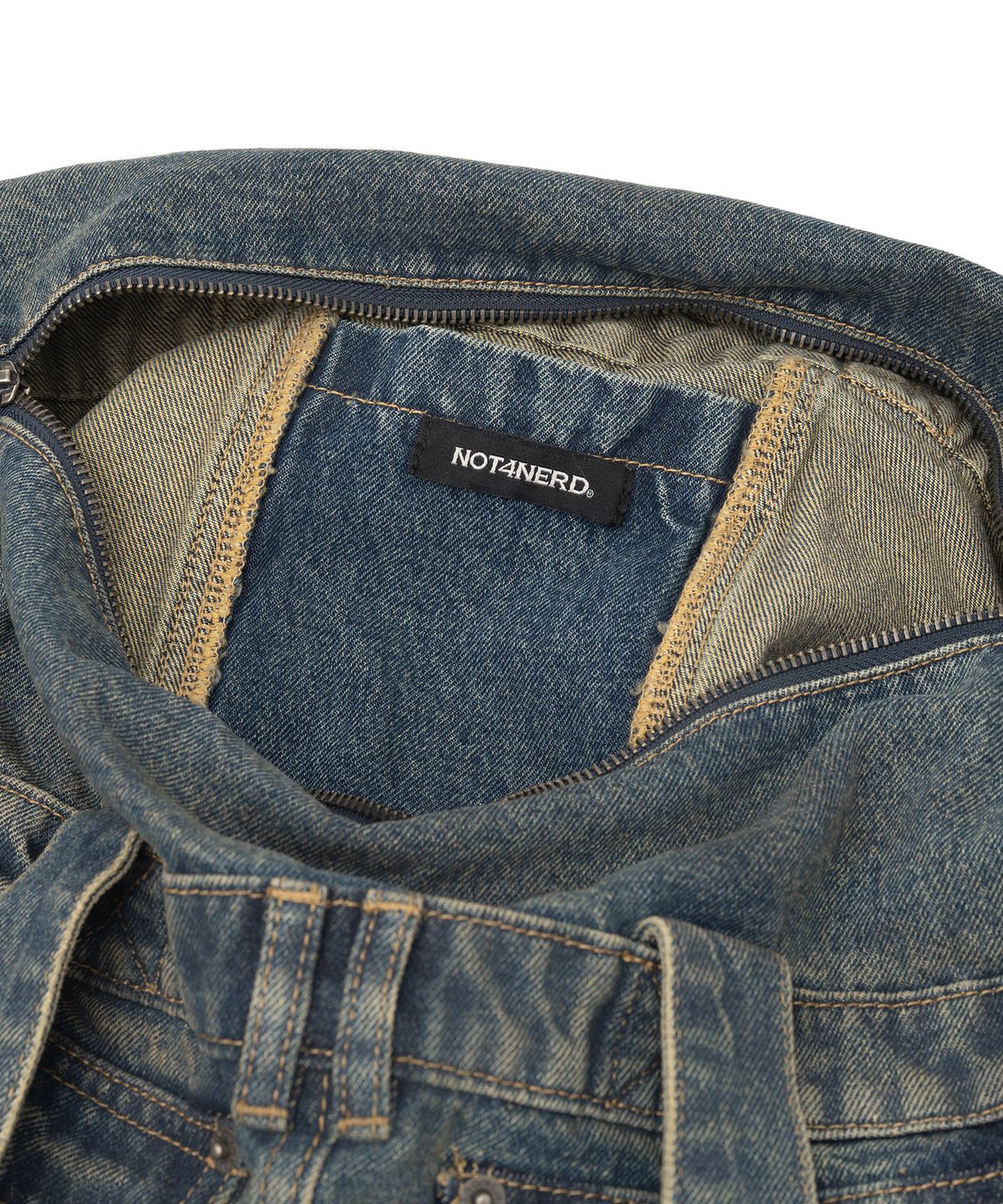 낫포너드(NOT4NERD) Symbol Stitch Pocket Denim Tote Bag - Deep Blue