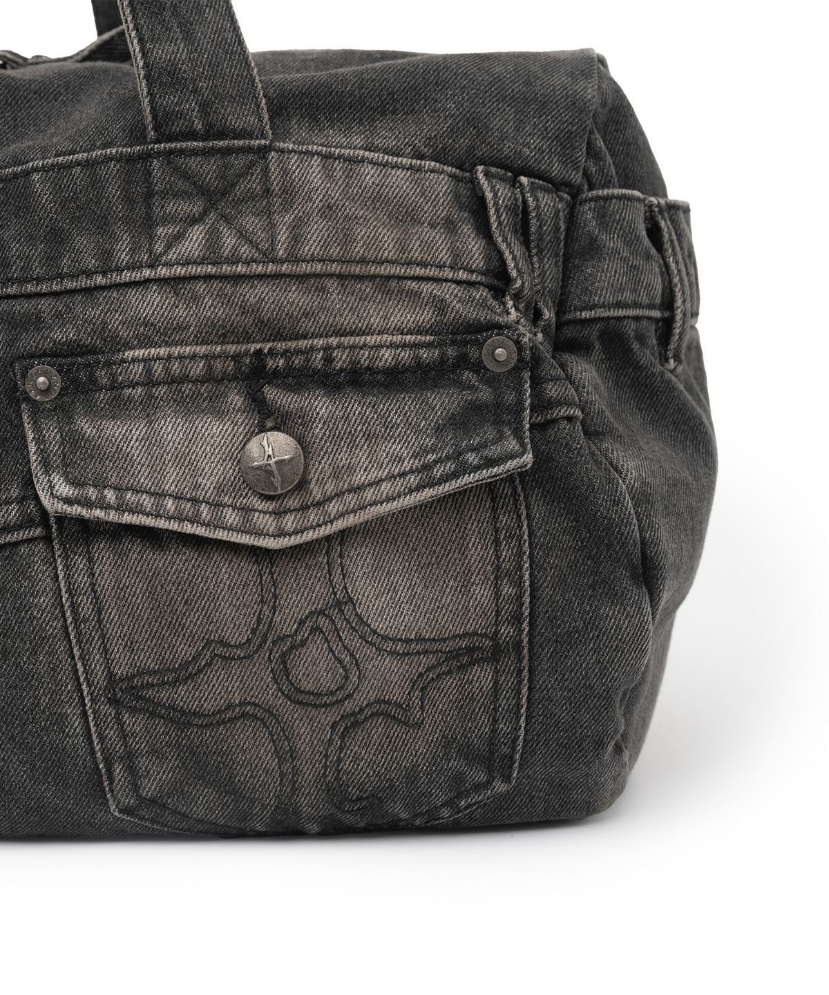 낫포너드(NOT4NERD) Symbol Stitch Pocket Denim Tote Bag - Black