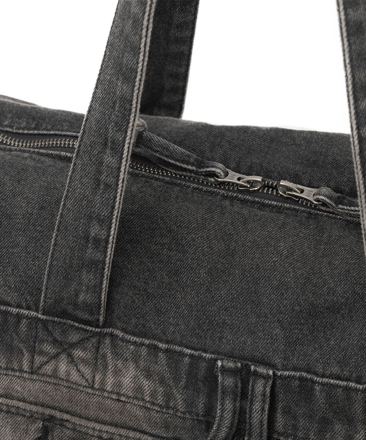 낫포너드(NOT4NERD) Symbol Stitch Pocket Denim Tote Bag - Black