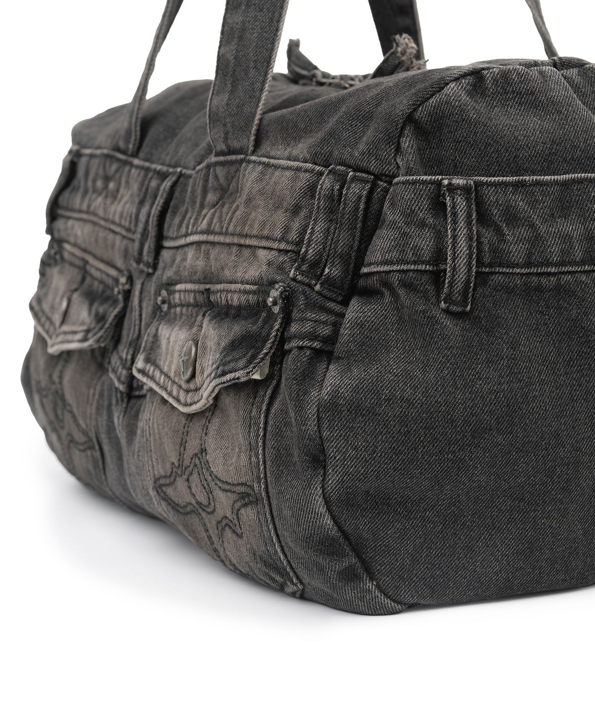 낫포너드(NOT4NERD) Symbol Stitch Pocket Denim Tote Bag - Black