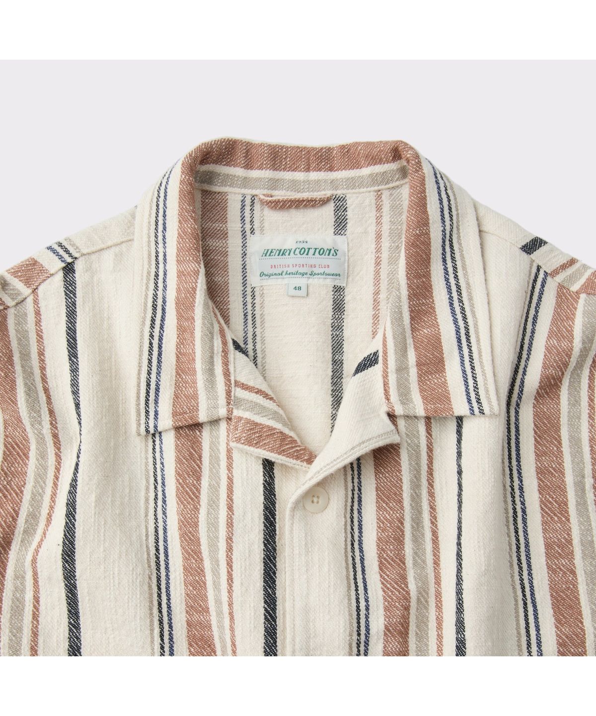 헨리코튼(HENRY COTTONS) [British Sporting Club] Multi Color Stripe Half Sleeve Shirts ABSAM26711IVX