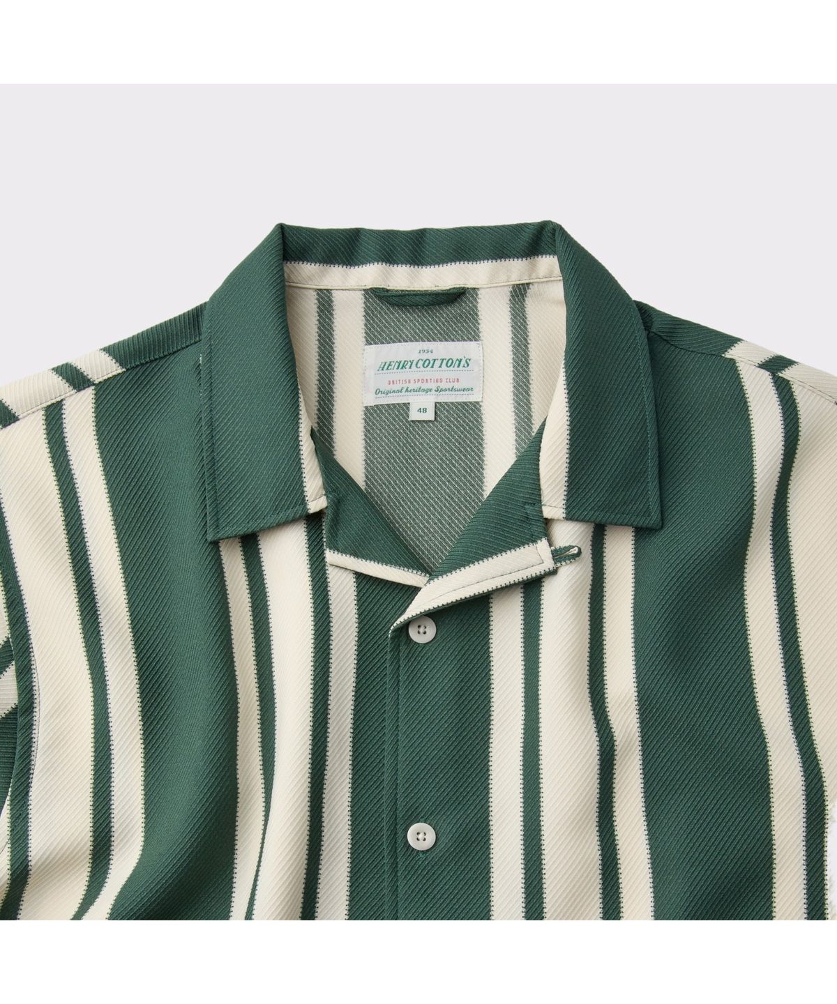 헨리코튼(HENRY COTTONS) [British Sporting Club] Green Stripe Half Sleeve Shirts ABSAM26701GRX