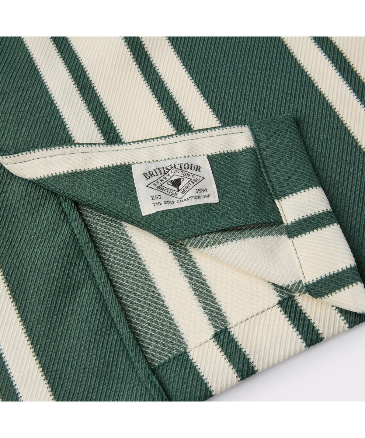 헨리코튼(HENRY COTTONS) [British Sporting Club] Green Stripe Half Sleeve Shirts ABSAM26701GRX