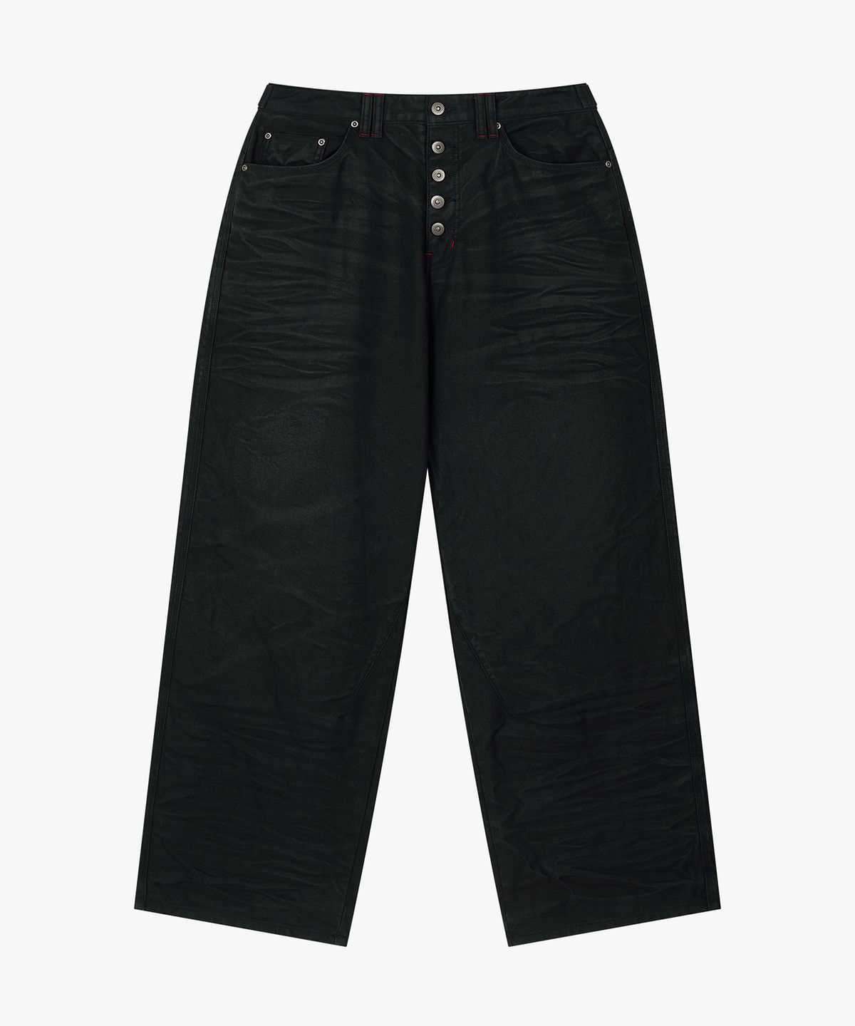 엔드릭스(EDLIX) Press Crease Coated Denim Pants (Black)