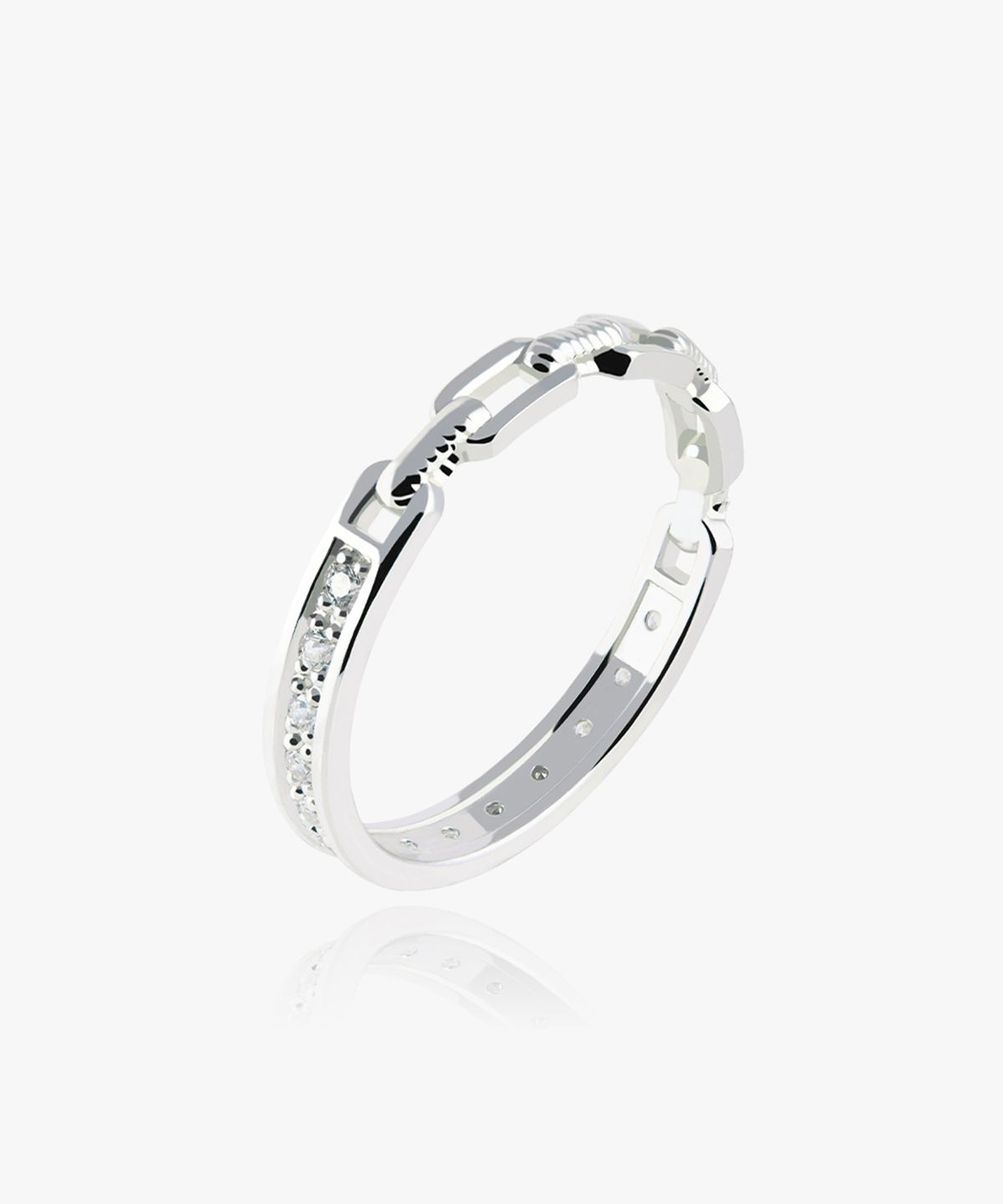 엘렌쥬얼리(HELENE JEWELRY) 925 실버 스톤 큐빅 체인 라인 미스 링 은 반지