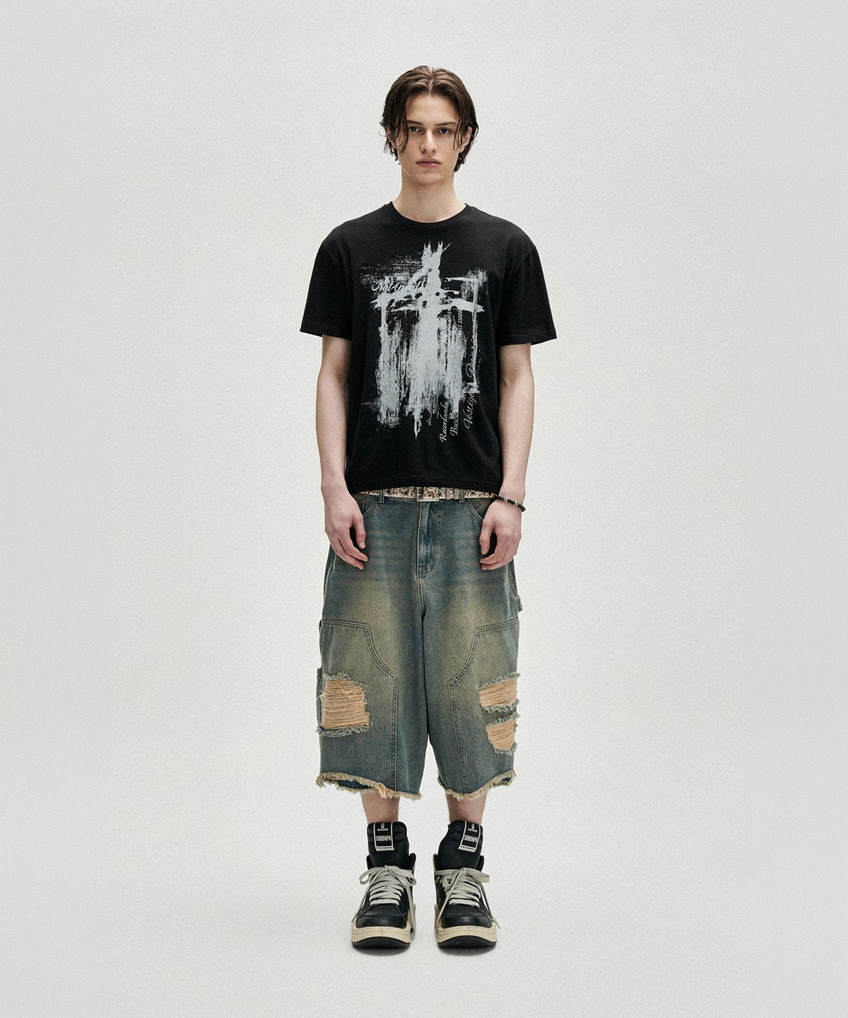 낫포너드(NOT4NERD) After Collapse Regular Fit T-Shirts - Black