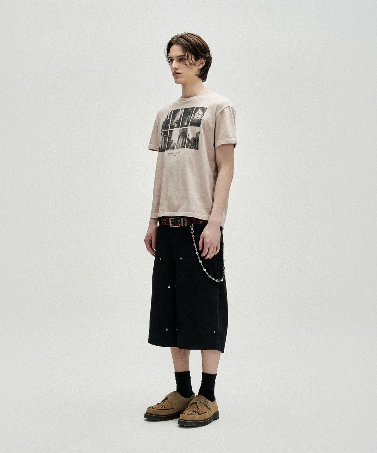 낫포너드(NOT4NERD) Cathedral Afterimage Pigment Regular Fit T-Shirts - Beige