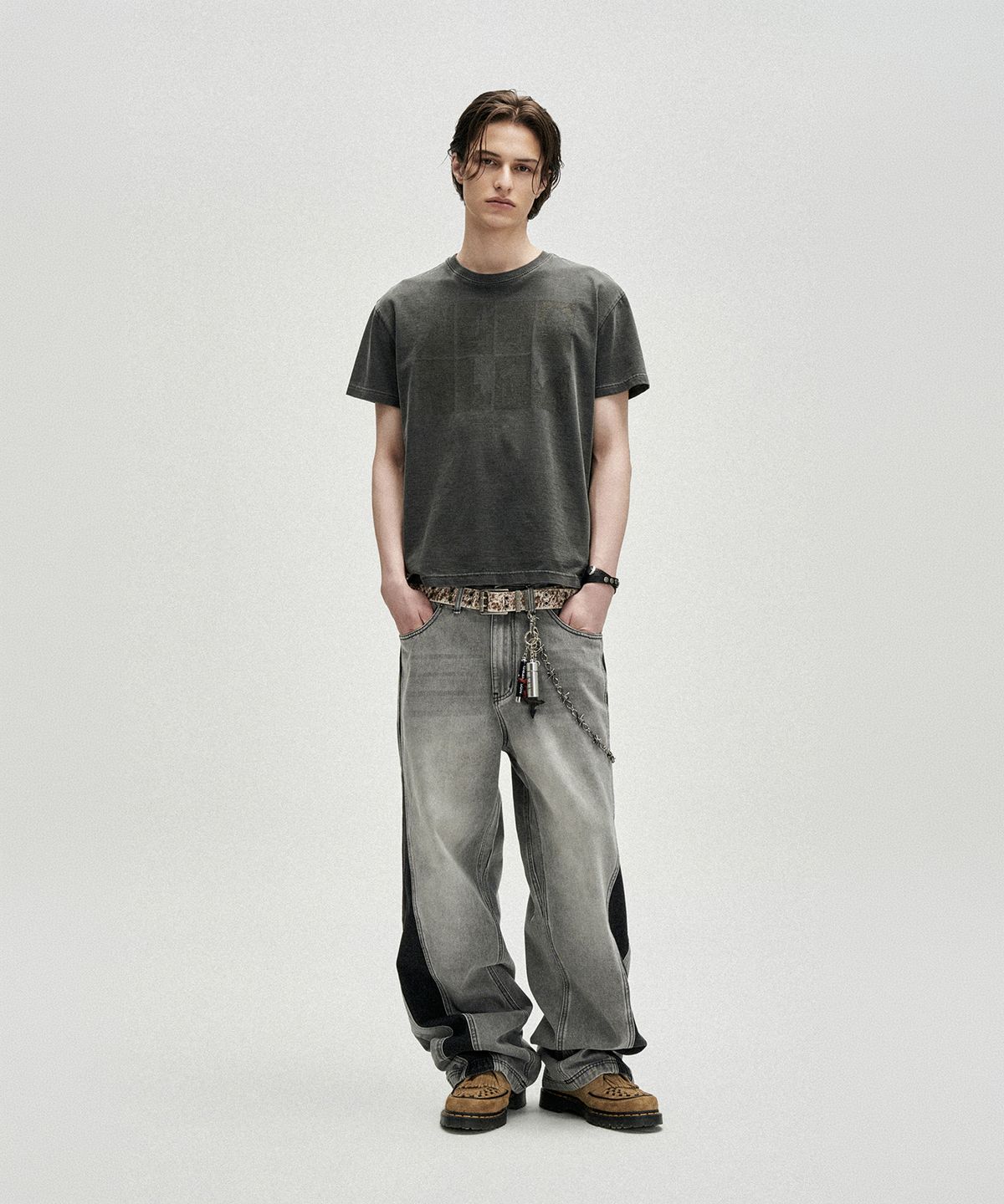 낫포너드(NOT4NERD) Cathedral Afterimage Pigment Regular Fit T-Shirts - Charcoal