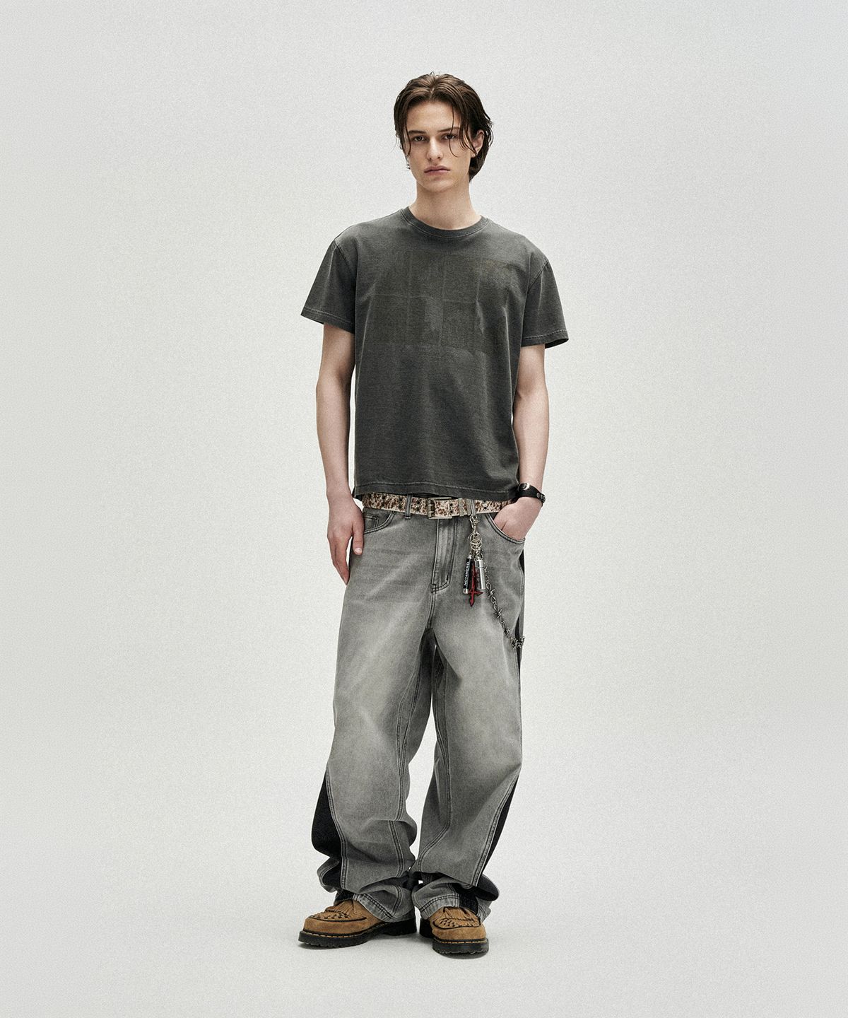 낫포너드(NOT4NERD) Cathedral Afterimage Pigment Regular Fit T-Shirts - Charcoal