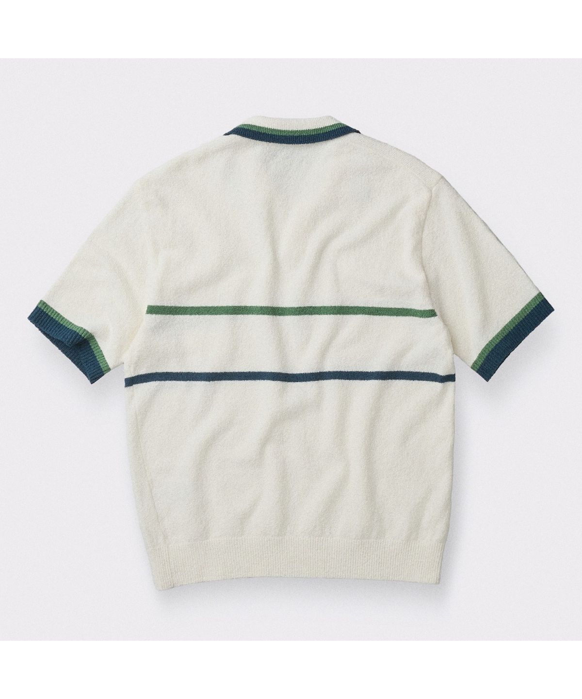헨리코튼(HENRY COTTONS) [British Sporting Club] Stripe Short-Sleeves Open-Polo Knit ABWAM26761WHX