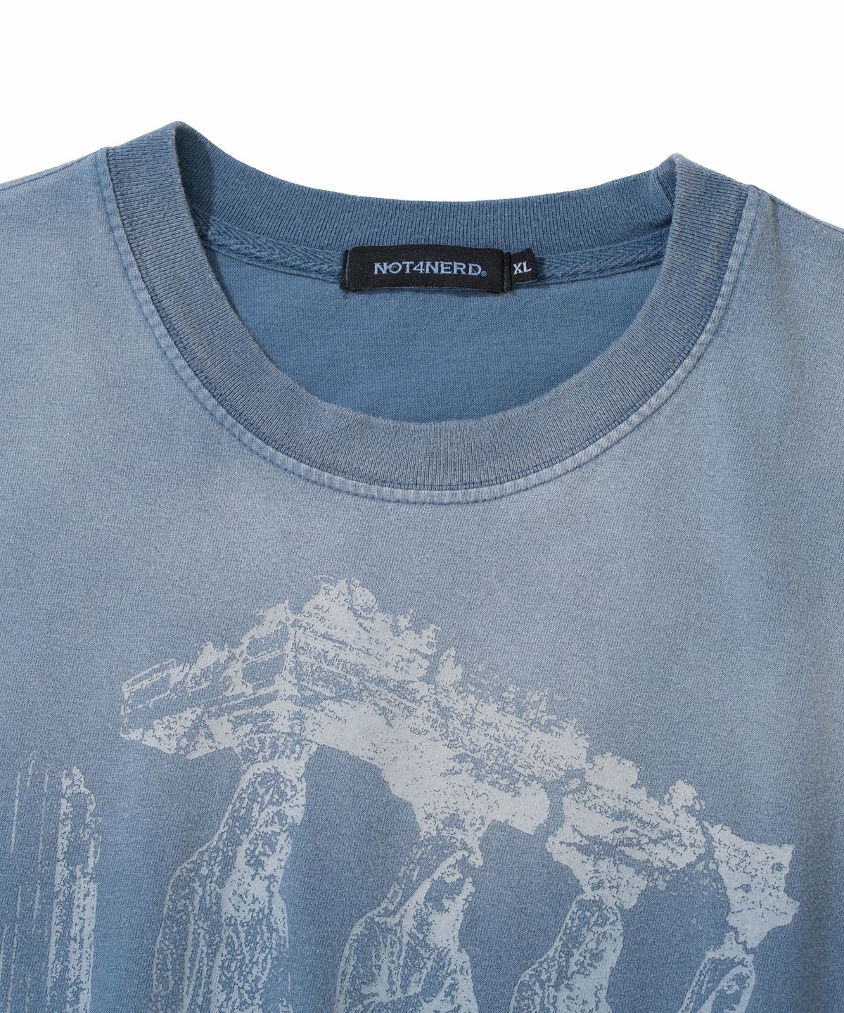 낫포너드(NOT4NERD) 4 Effigy Bleach Washed T-Shirts - Blue