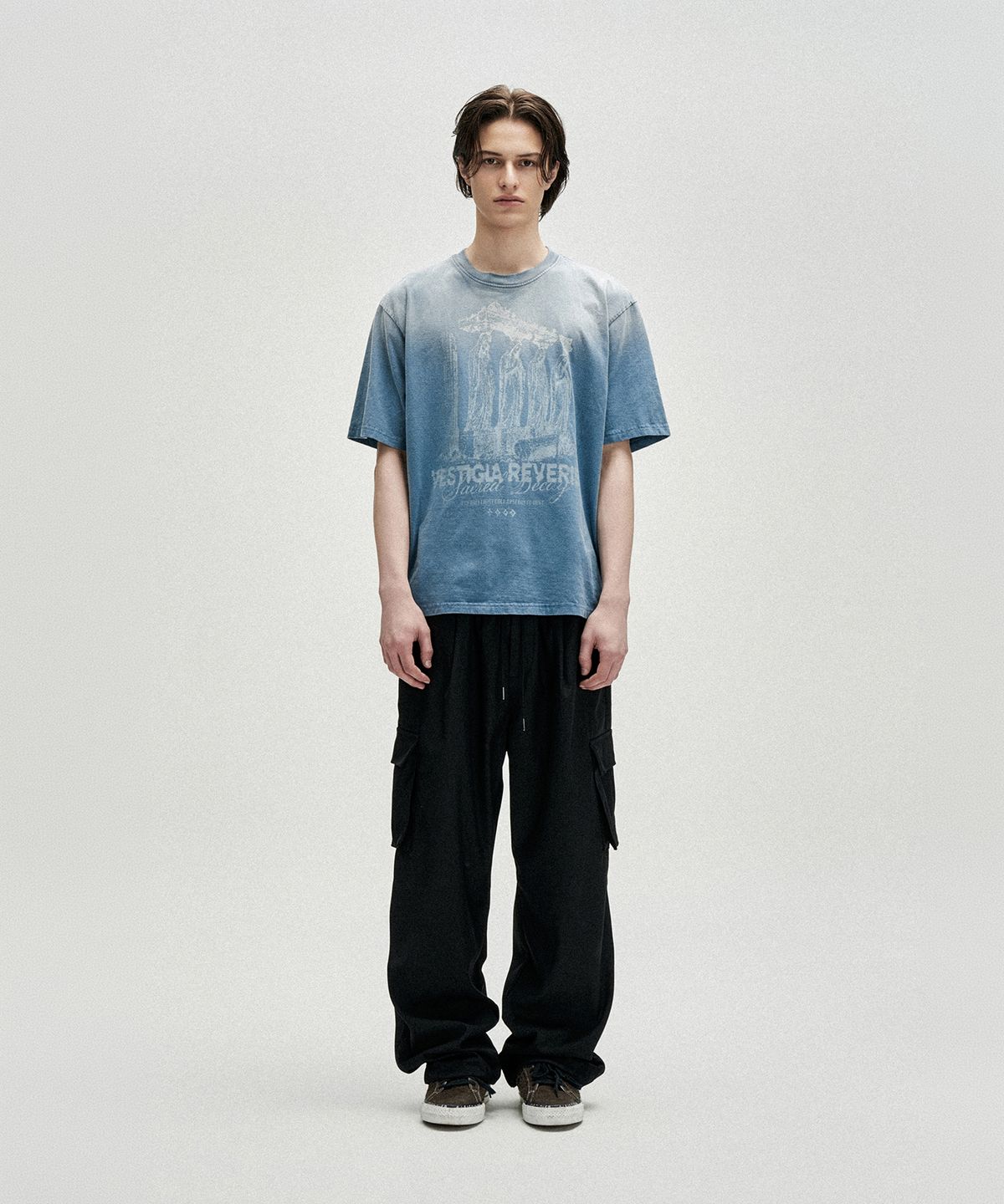 낫포너드(NOT4NERD) 4 Effigy Bleach Washed T-Shirts - Blue